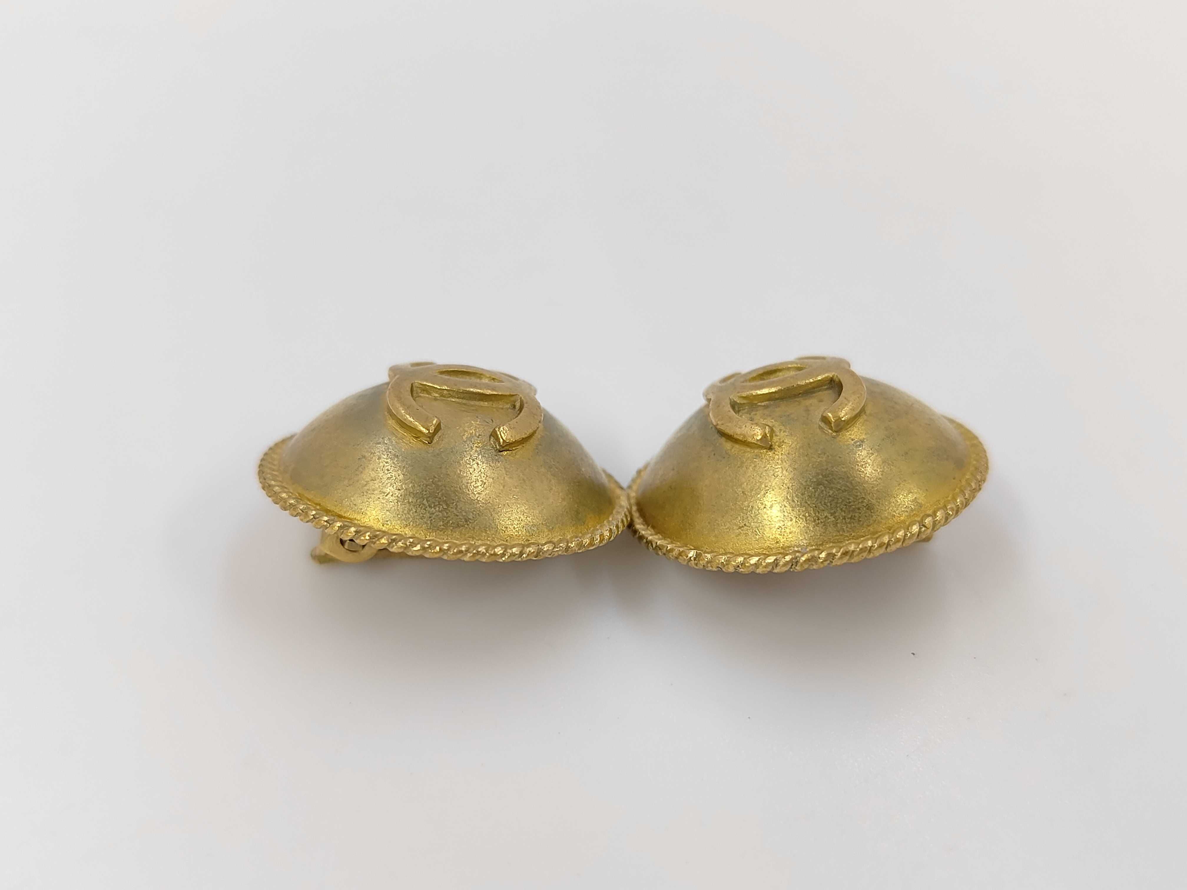 Gold Plated Vintage Coco Mark Earrings — view 3