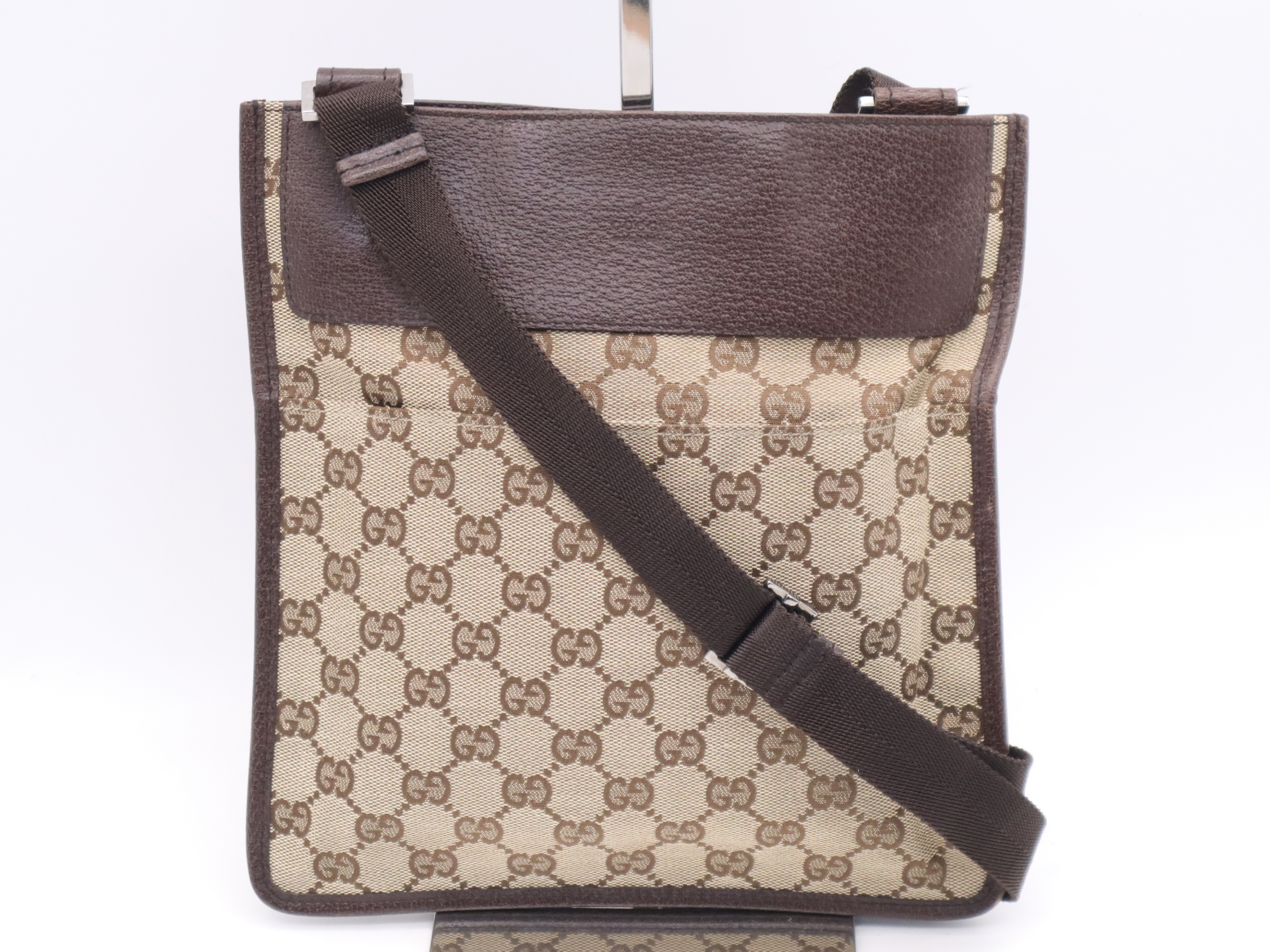 27639GG Canvas Messenger Bag Beige Brown Shoulder Bag