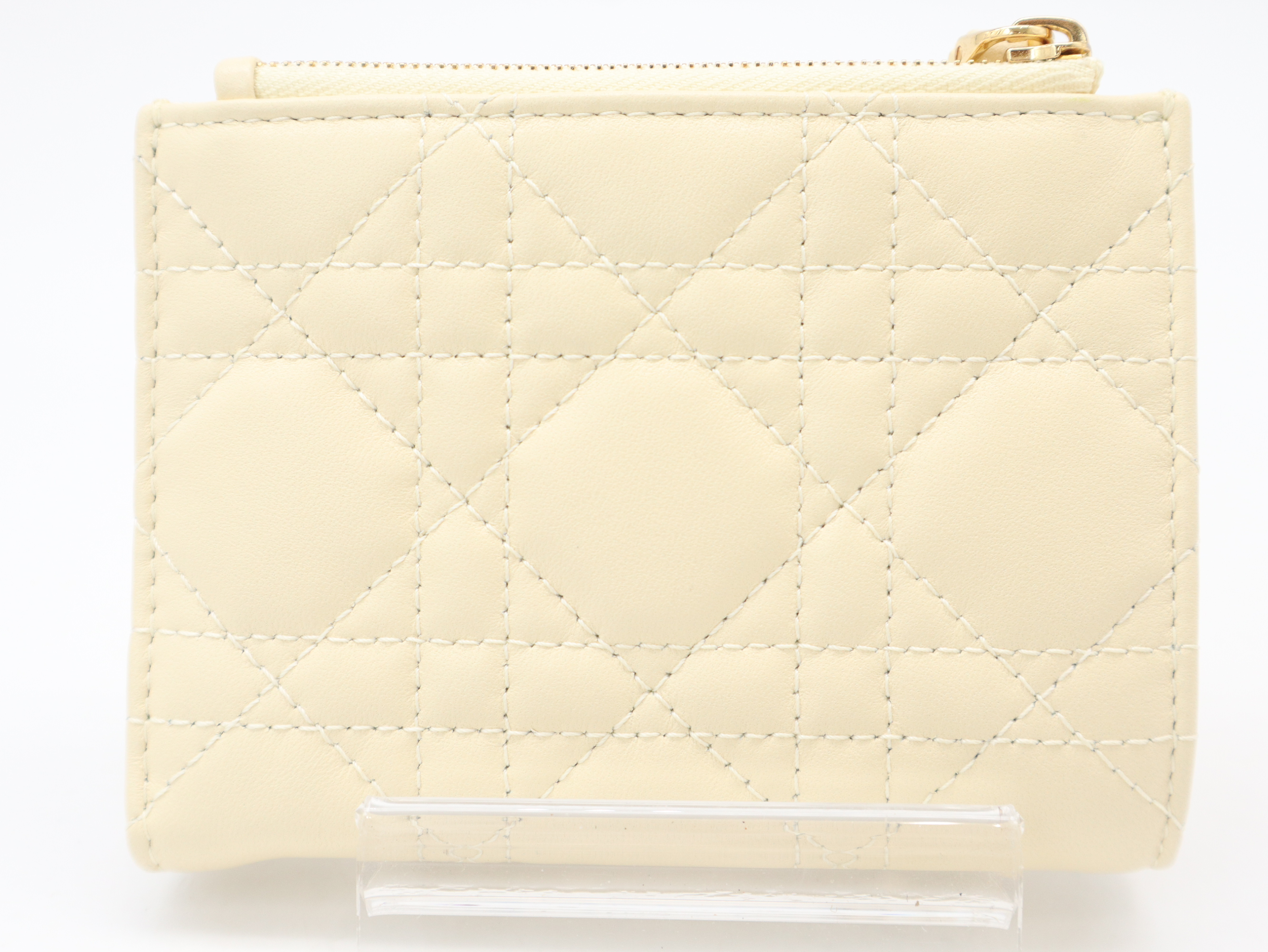 S5173UWHC Calfskin Cannage Wallet, Pastel Yellow, with Box and Dust Bag. — view 2