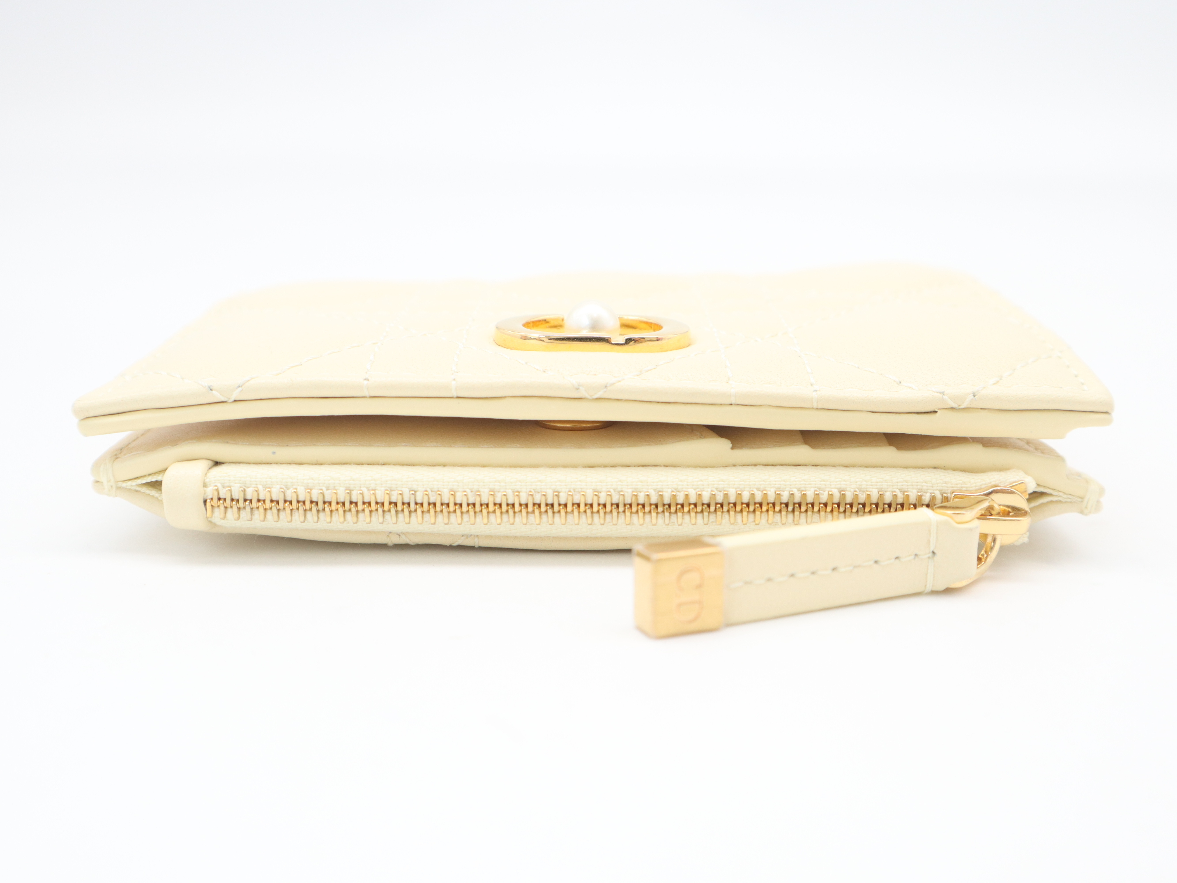 S5173UWHC Calfskin Cannage Wallet, Pastel Yellow, with Box and Dust Bag. — view 3