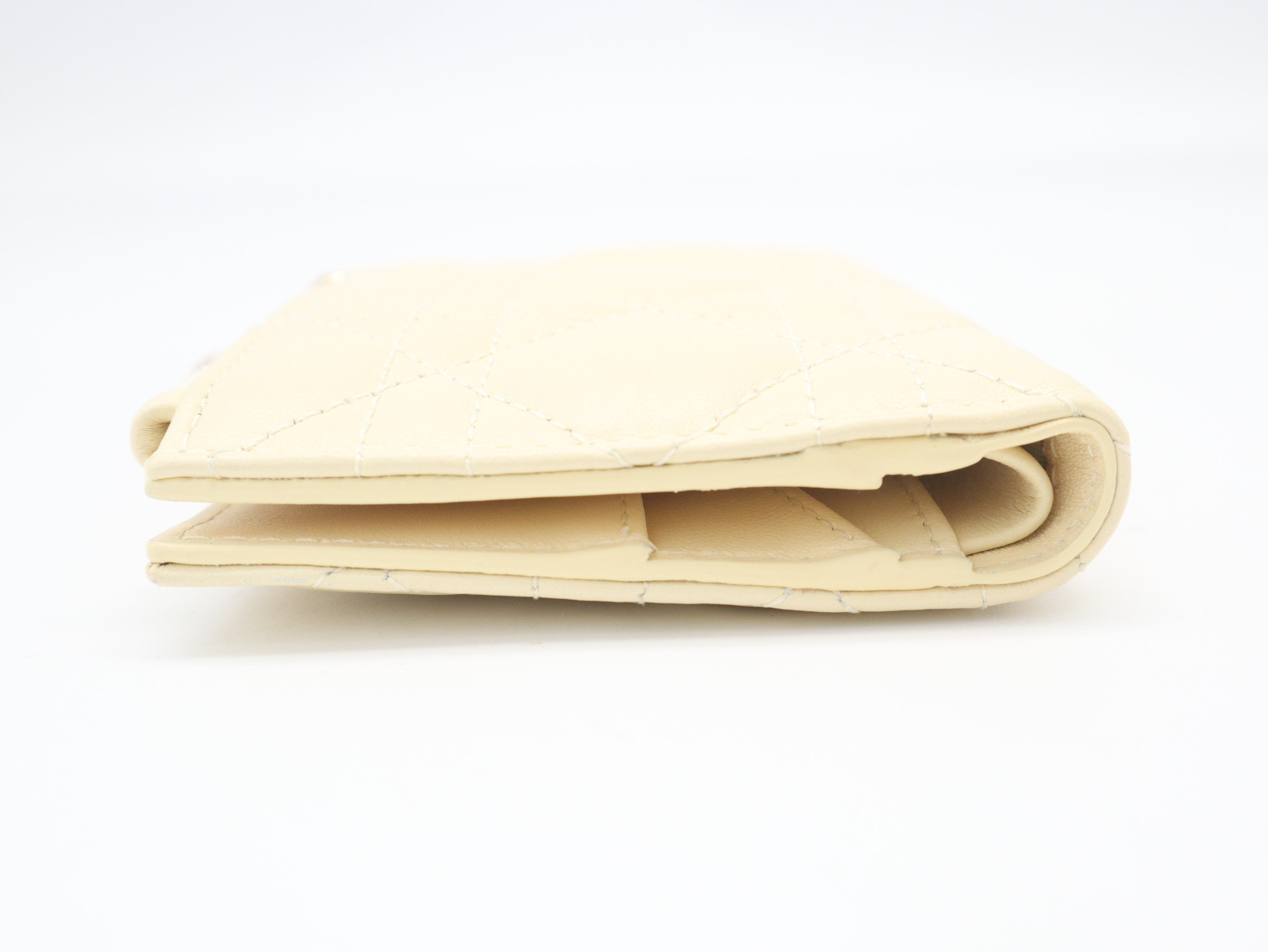 S5173UWHC Calfskin Cannage Wallet, Pastel Yellow, with Box and Dust Bag. — view 6