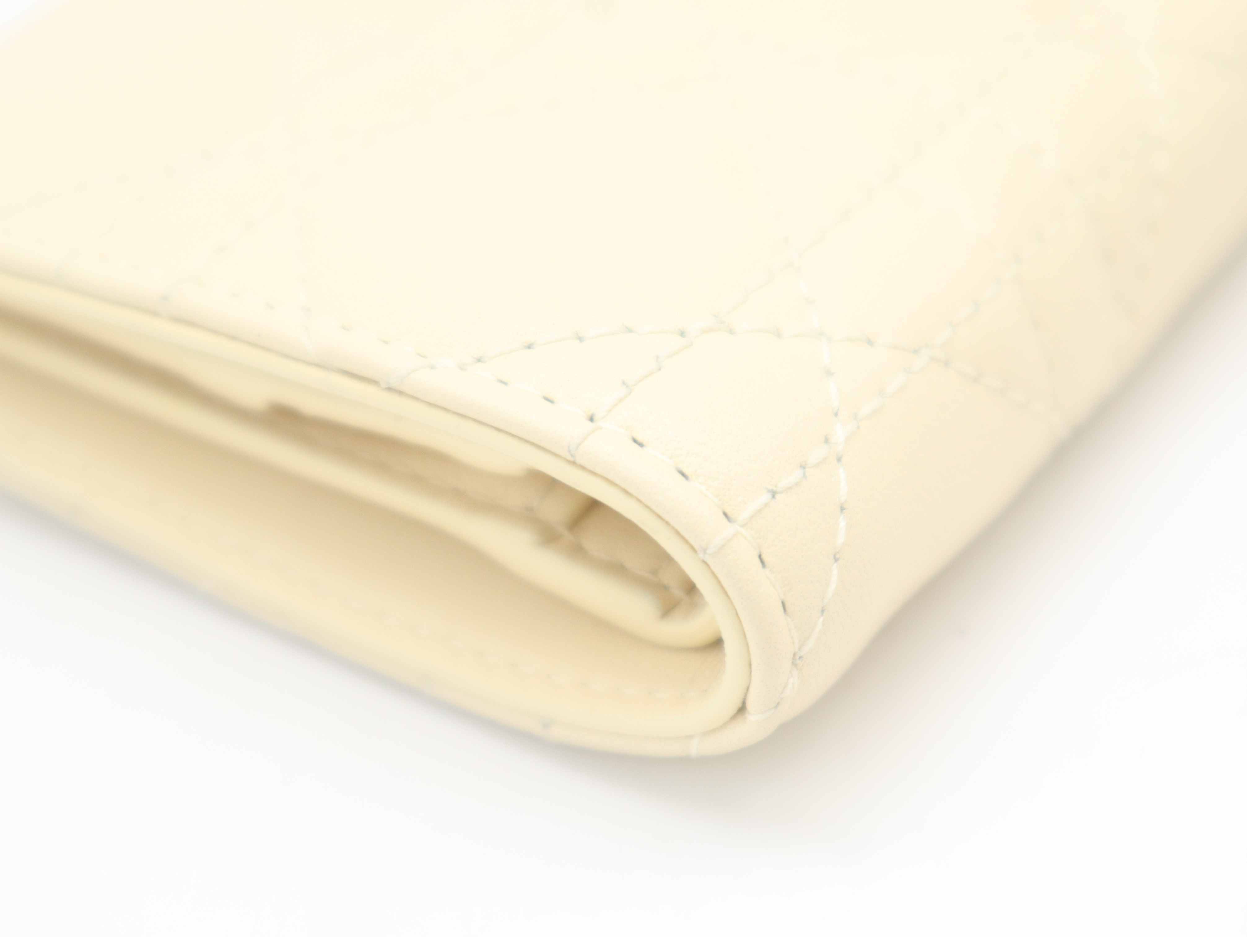 S5173UWHC Calfskin Cannage Wallet, Pastel Yellow, with Box and Dust Bag. — view 7