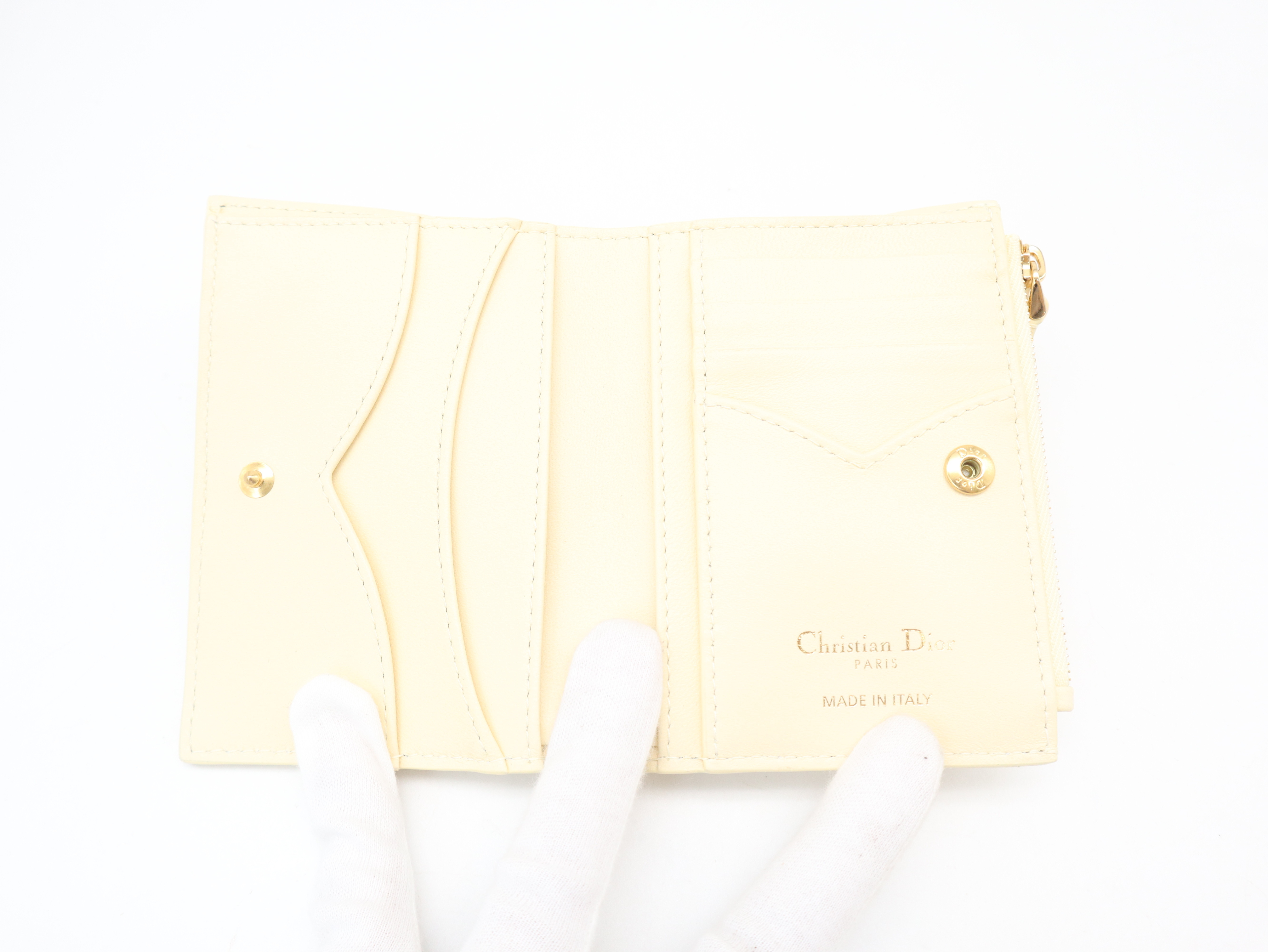 S5173UWHC Calfskin Cannage Wallet, Pastel Yellow, with Box and Dust Bag. — view 8