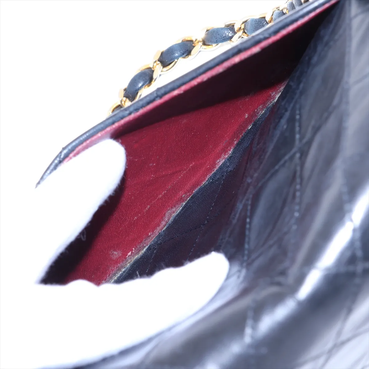 Matelassé 25 Lambskin Double Flap Double Chain Bag, Black with Gold Hardware, 0957457 (Serial Number in the 0s, A01112) — view 12
