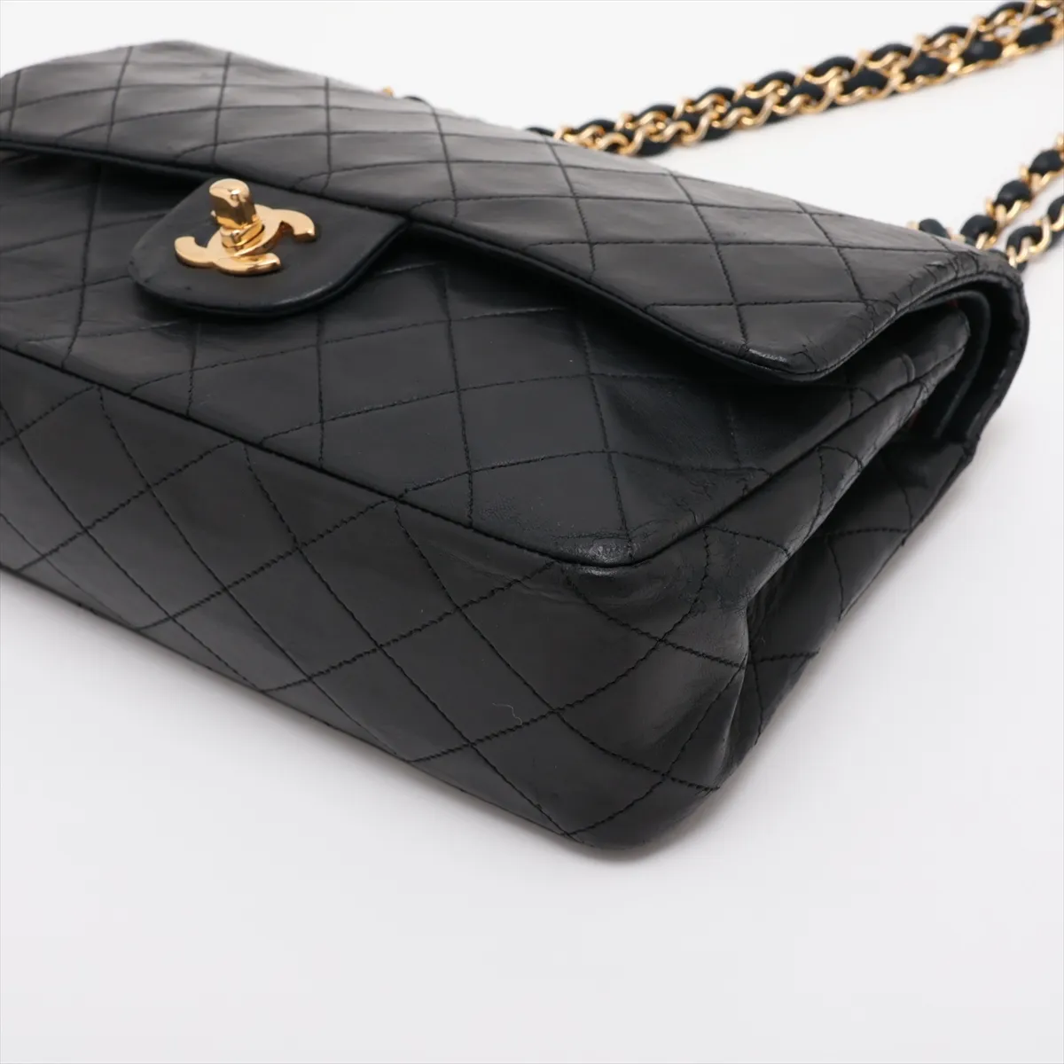 Matelassé 25 Lambskin Double Flap Double Chain Bag, Black with Gold Hardware, 0957457 (Serial Number in the 0s, A01112) — view 3