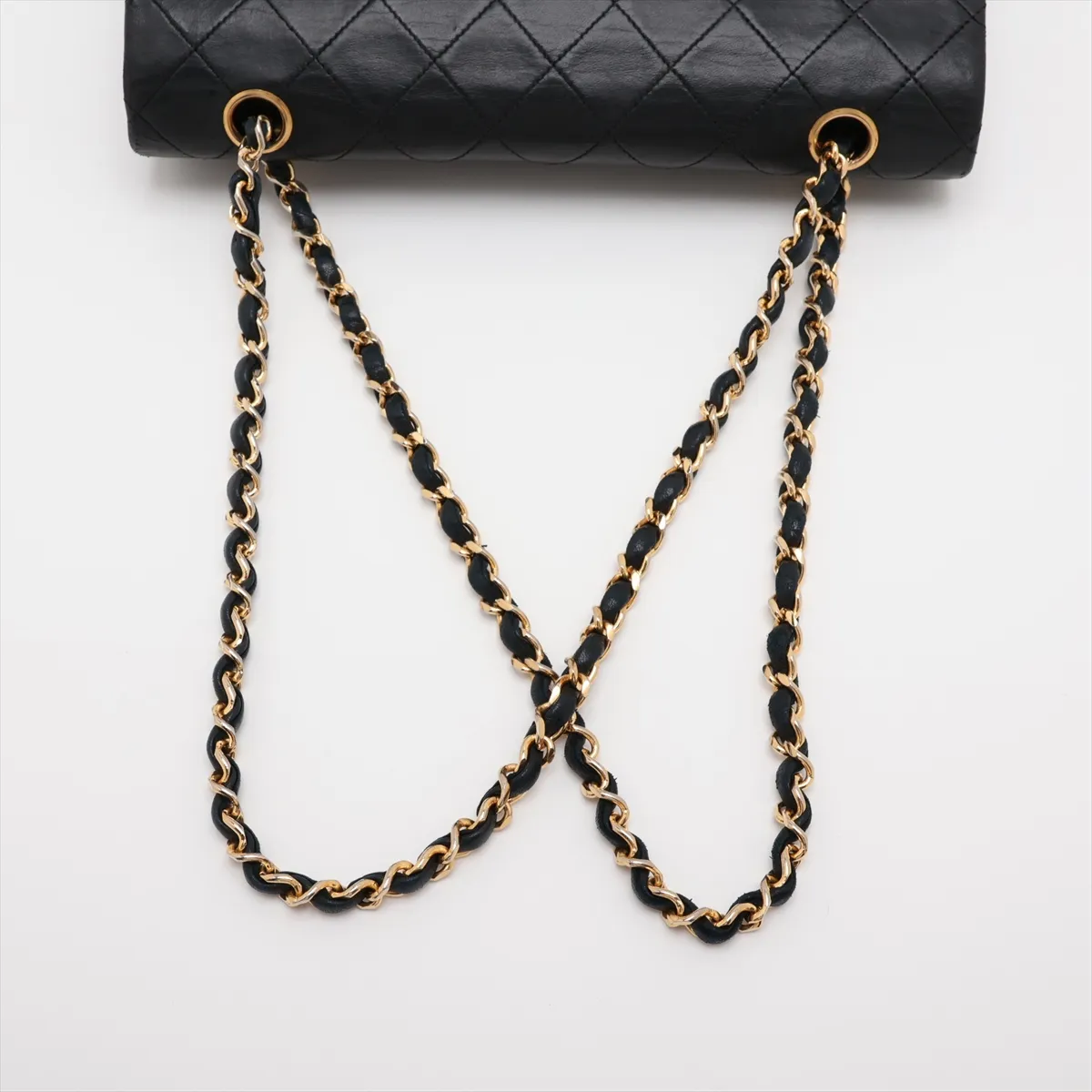 Matelassé 25 Lambskin Double Flap Double Chain Bag, Black with Gold Hardware, 0957457 (Serial Number in the 0s, A01112) — view 5