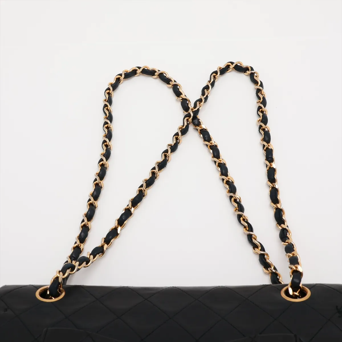 Matelassé 25 Lambskin Double Flap Double Chain Bag, Black with Gold Hardware, 0957457 (Serial Number in the 0s, A01112) — view 6