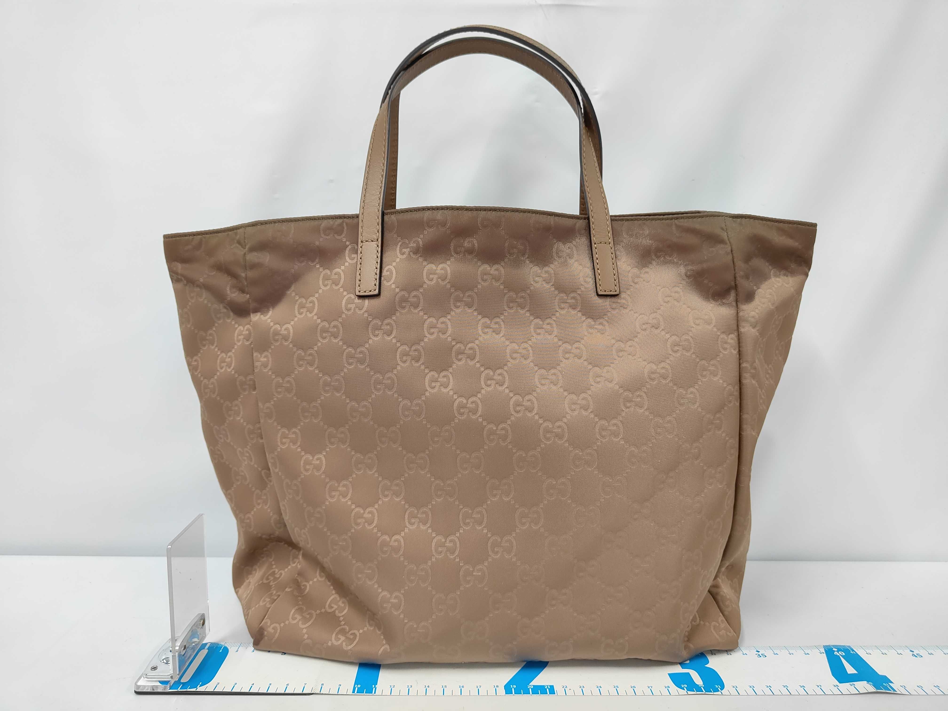 282489GG Nylon Tote Bag Leather Brown Tote Bag — view 2