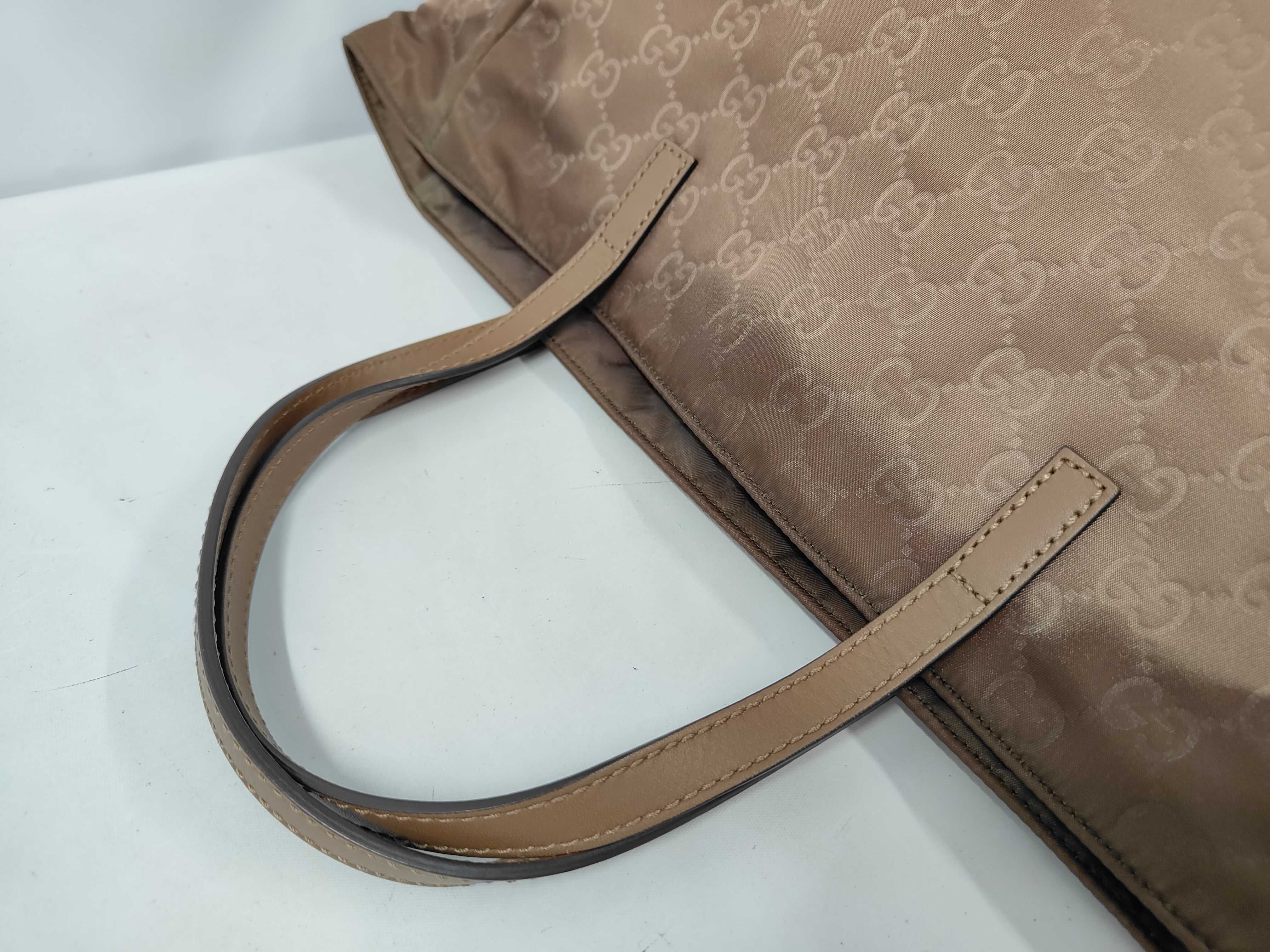 282489GG Nylon Tote Bag Leather Brown Tote Bag — view 5