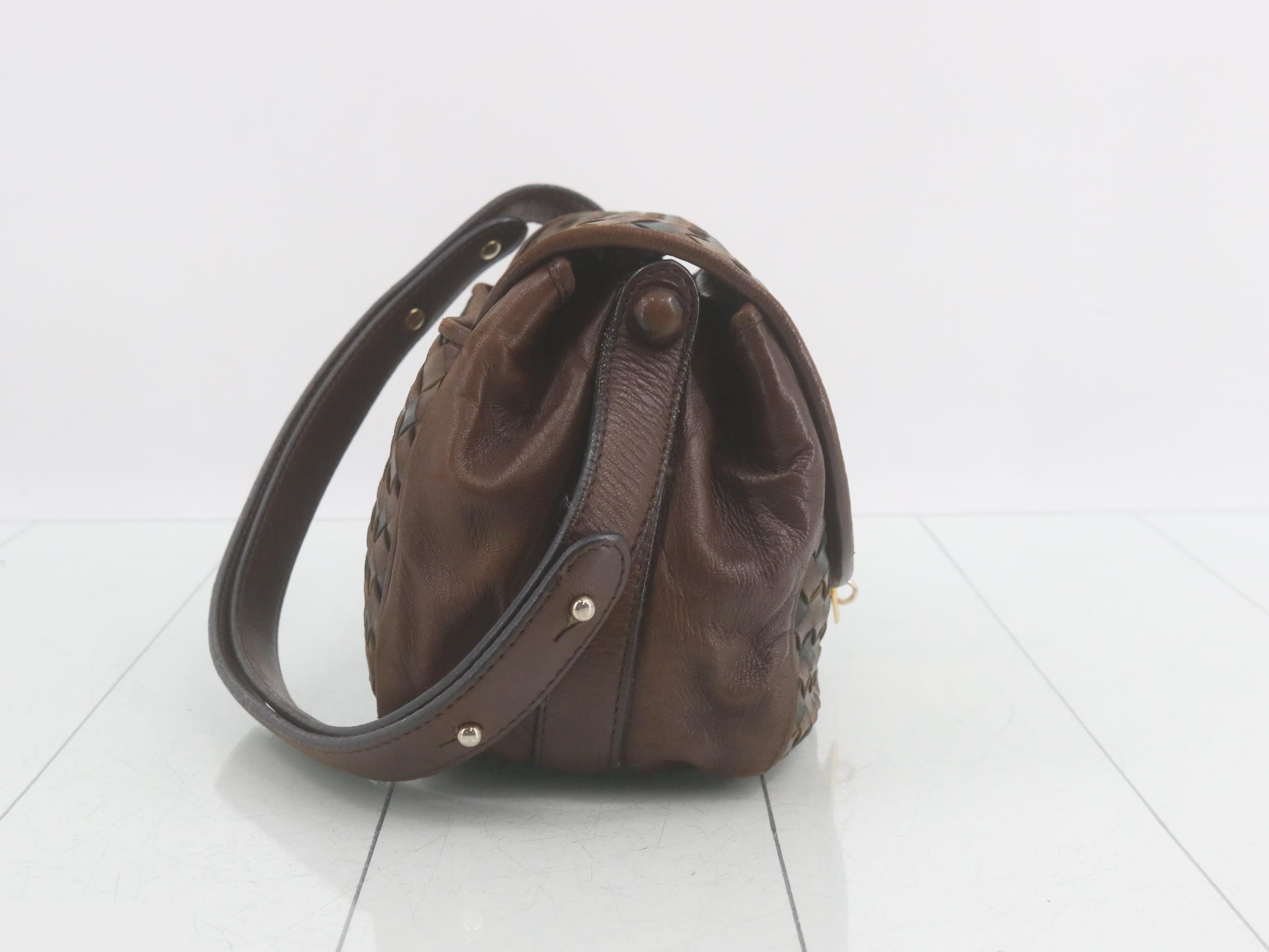 Intrecciato shoulder bag with gold hardware — view 4