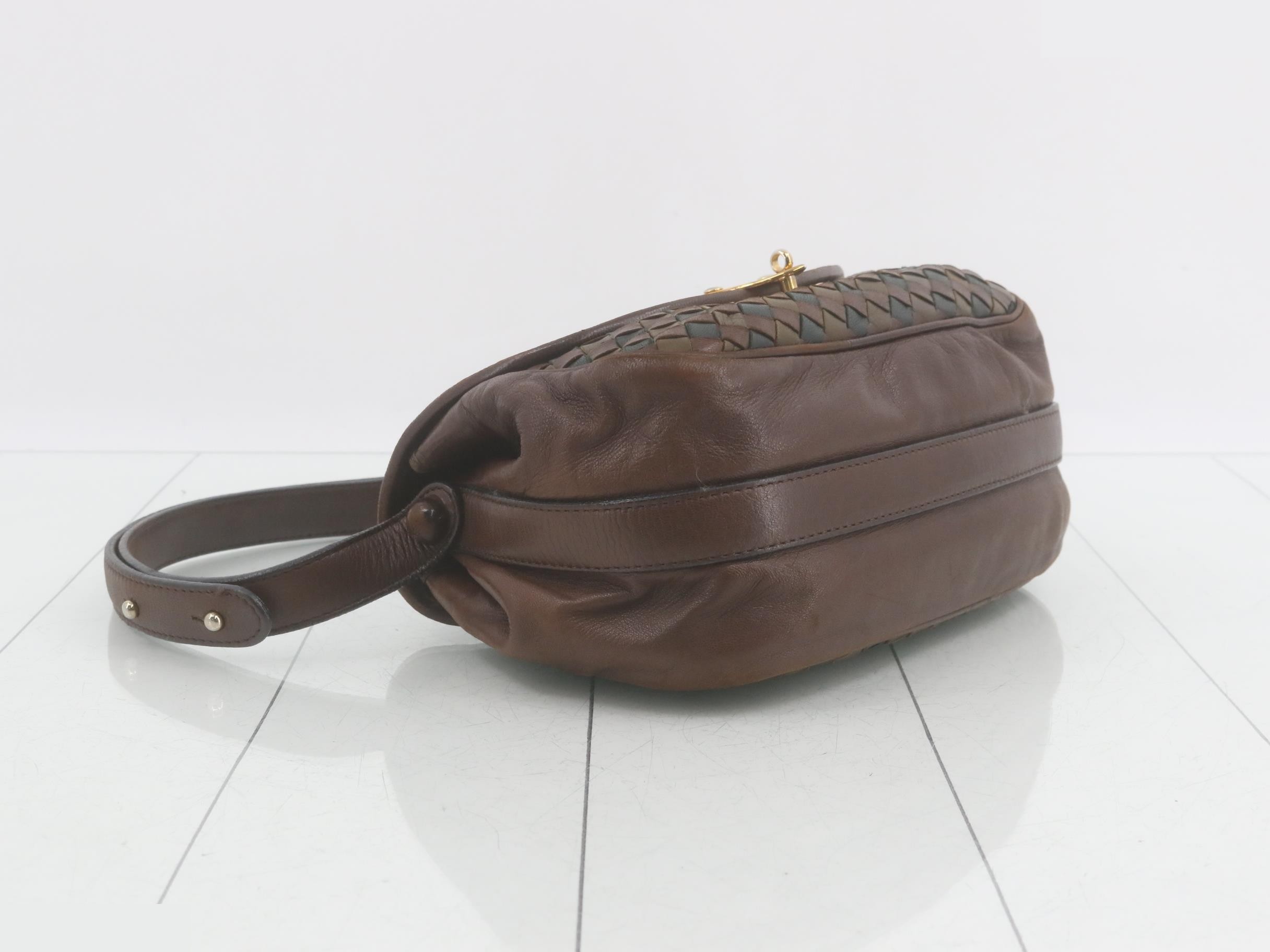 Intrecciato shoulder bag with gold hardware — view 5