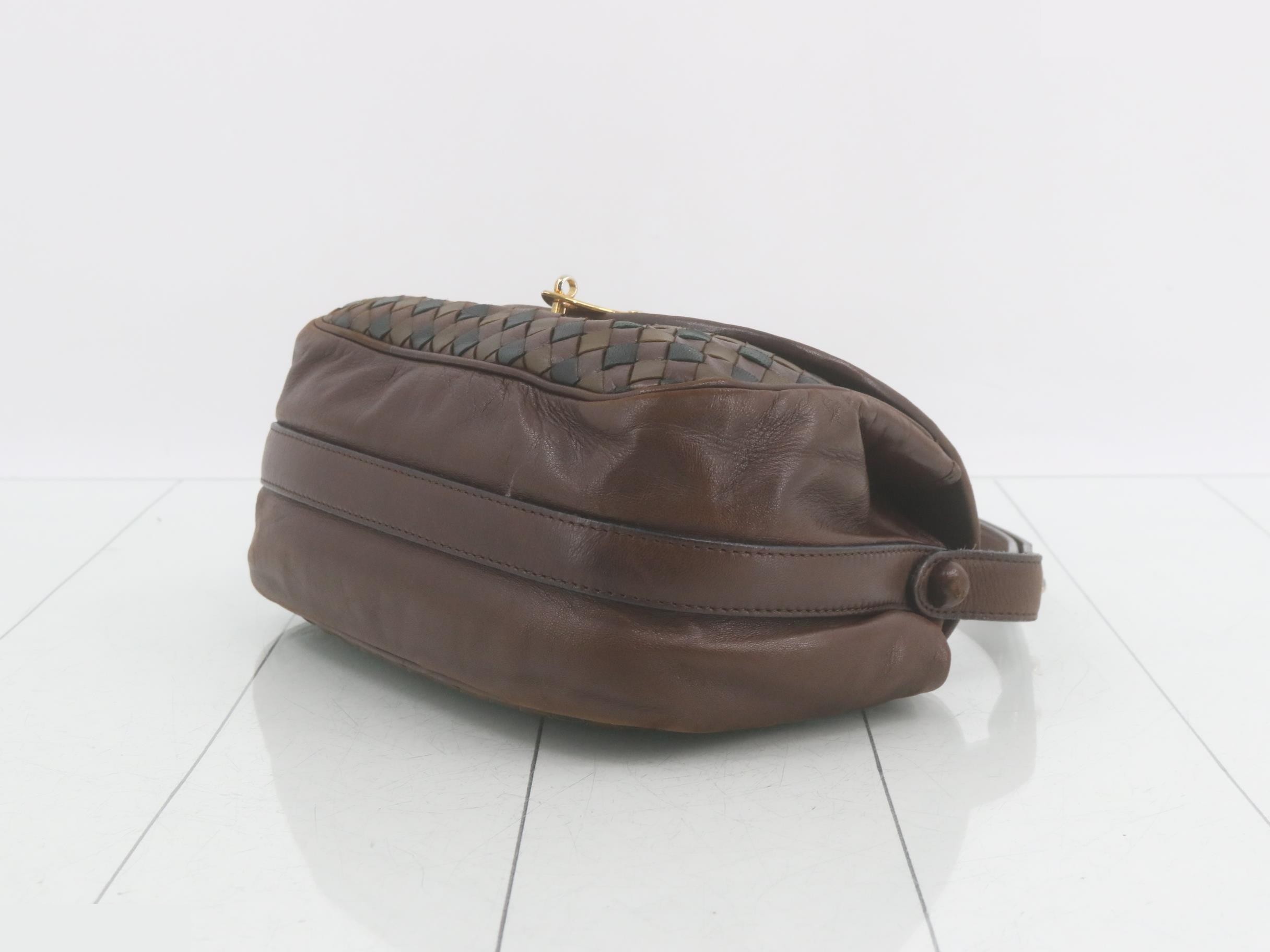 Intrecciato shoulder bag with gold hardware — view 6