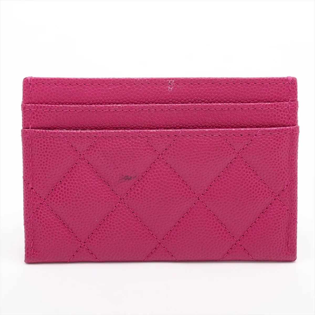 Matelassé Caviar Skin Card Case, Purple with Gold Hardware L0GAKL0C — view 2