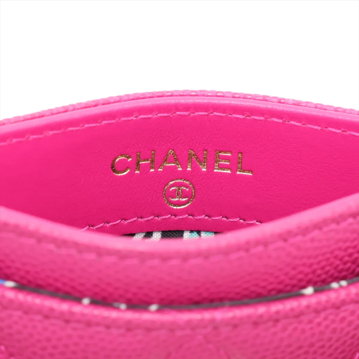 Matelassé Caviar Skin Card Case, Purple with Gold Hardware L0GAKL0C — view 7