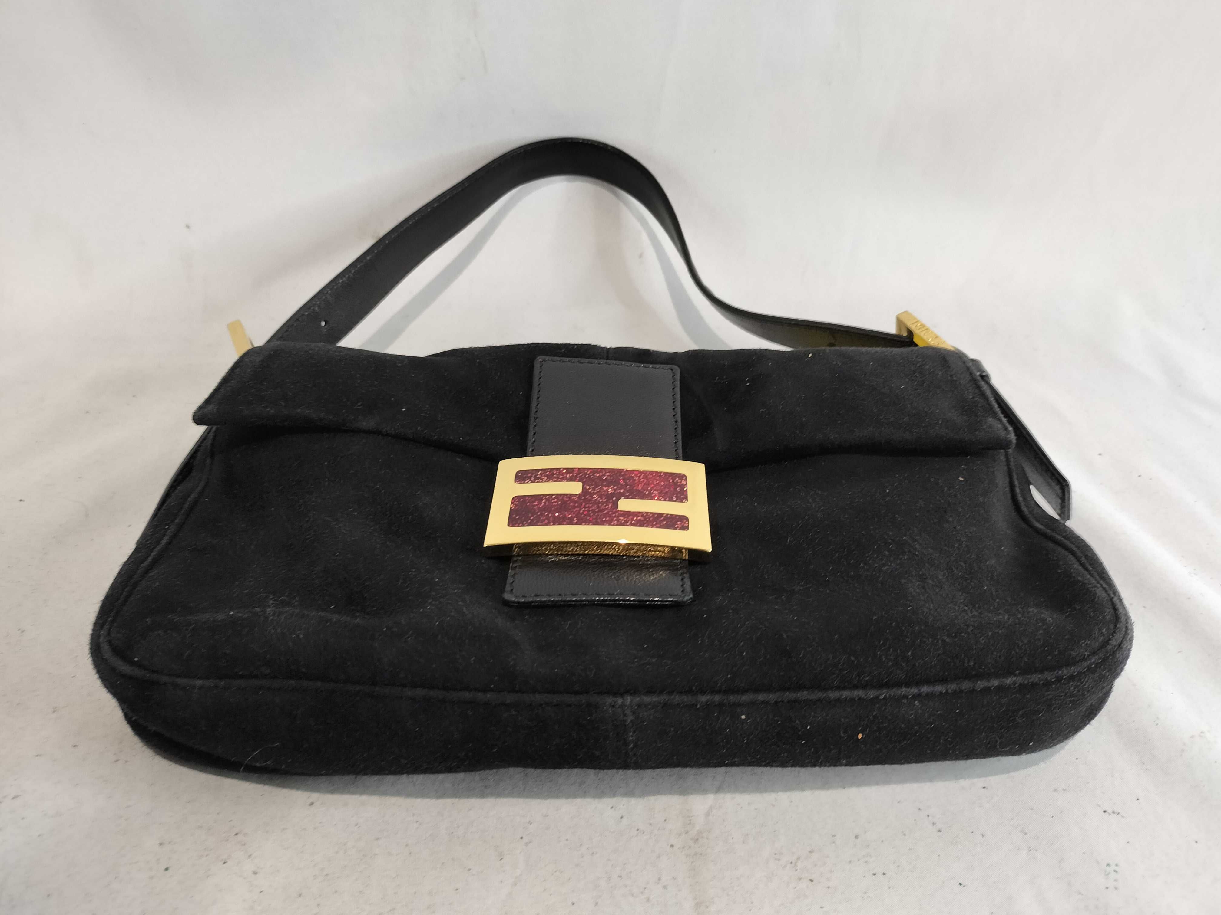 Mamma Bucket Suede Glitter Black Handbag — view 8