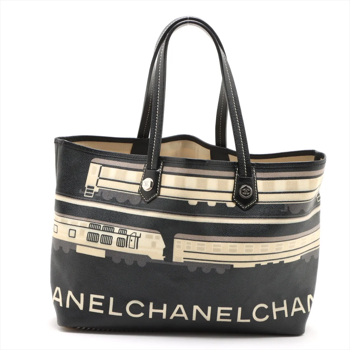 Central Station PVC x caviar skin tote bag black gold hardware 11024981 11th series — view 2
