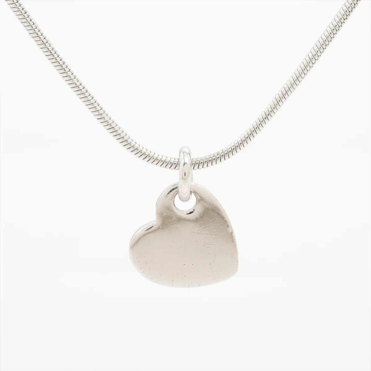 CD Heart Necklace, Metal, Silver, — view 2