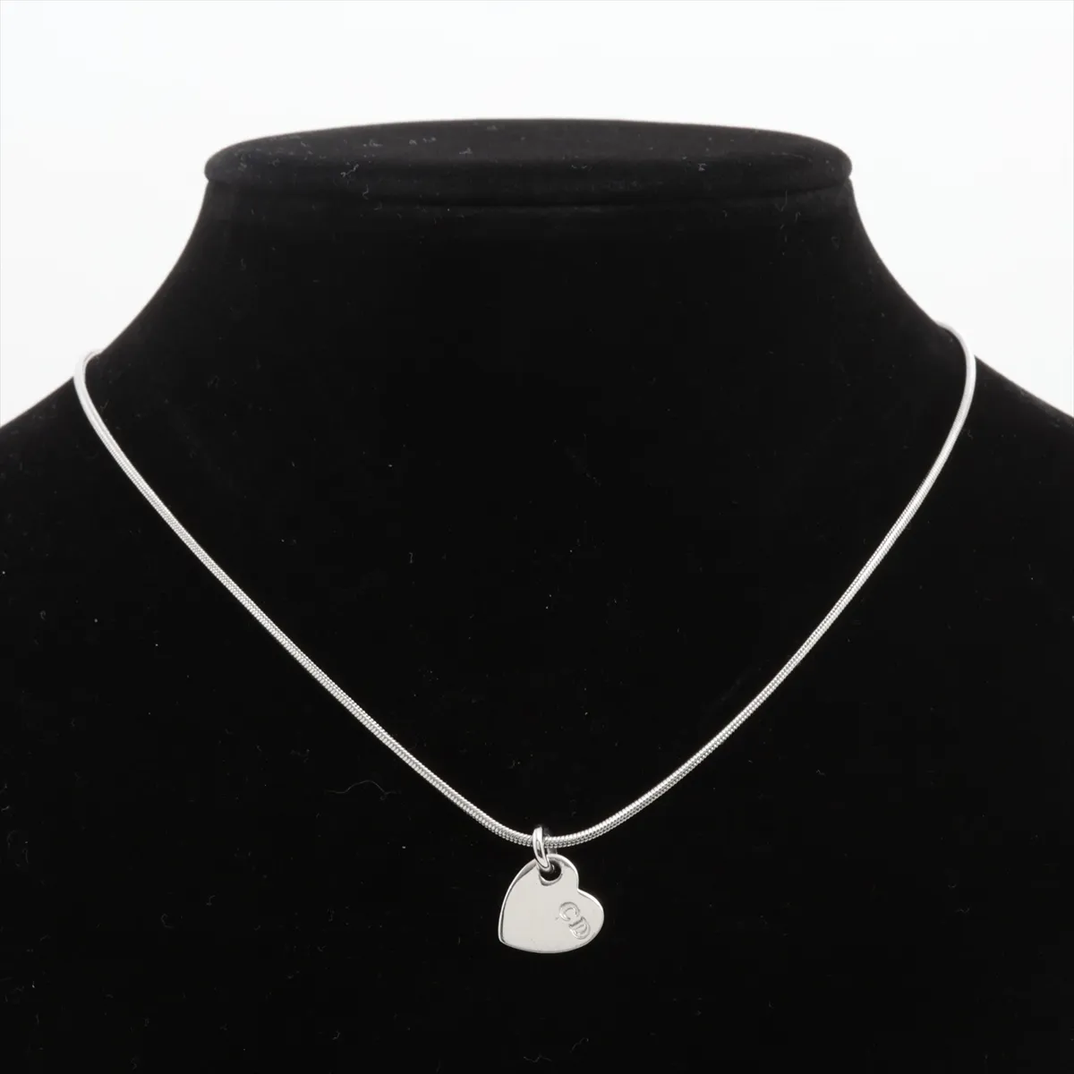 CD Heart Necklace, Metal, Silver, — view 5
