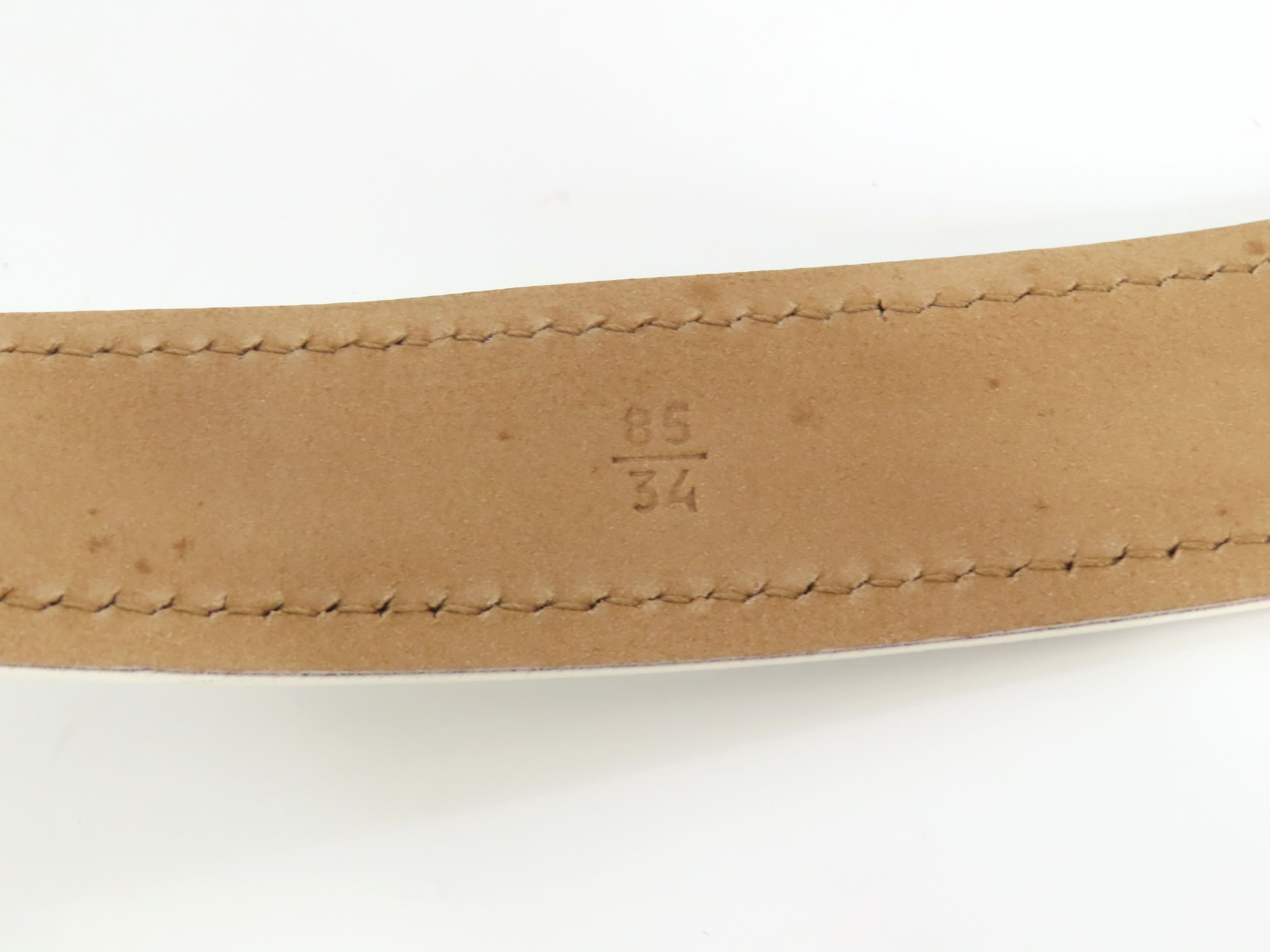 logo buckle leather belt, white, for women. — view 4
