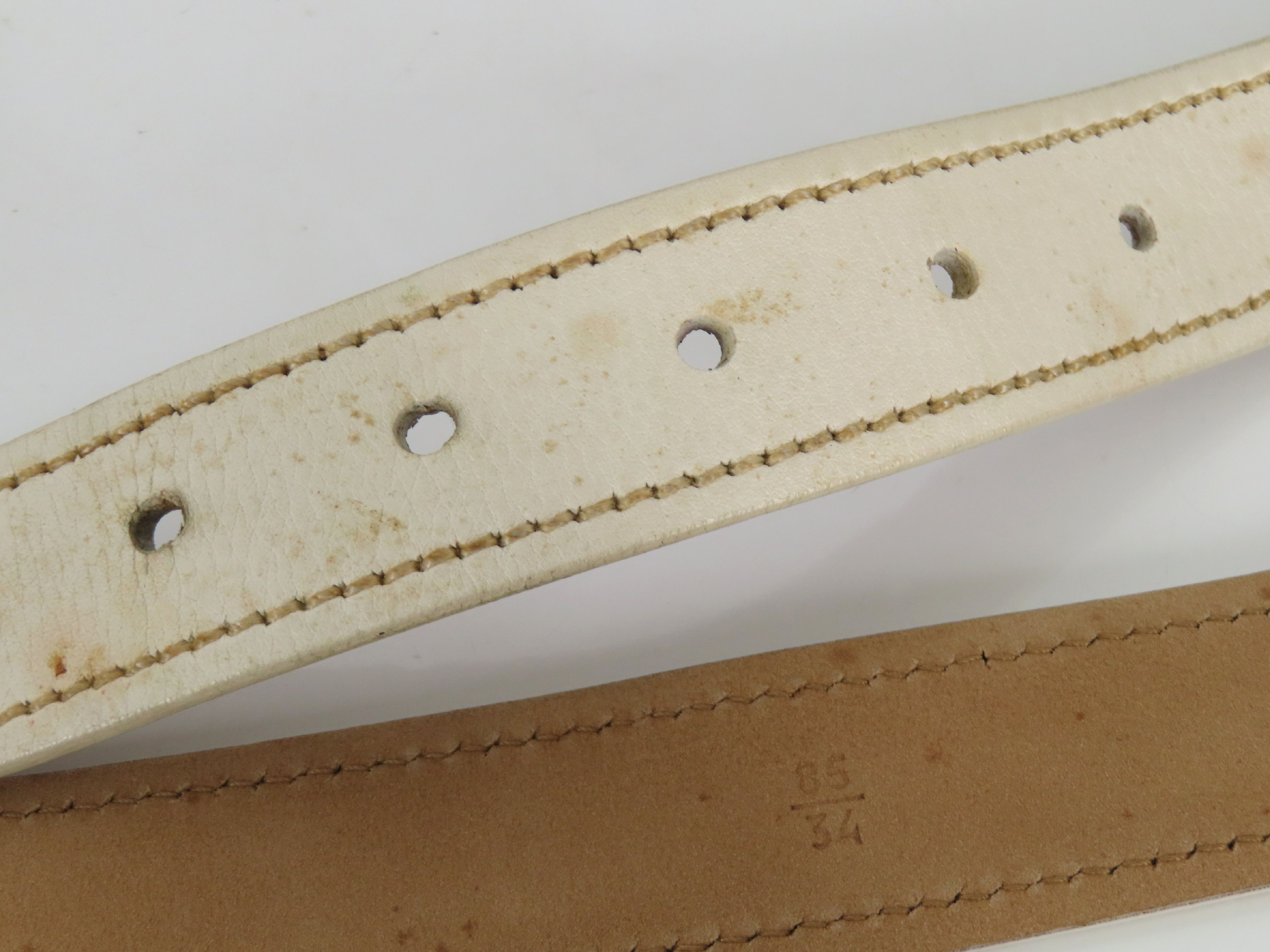 logo buckle leather belt, white, for women. — view 6