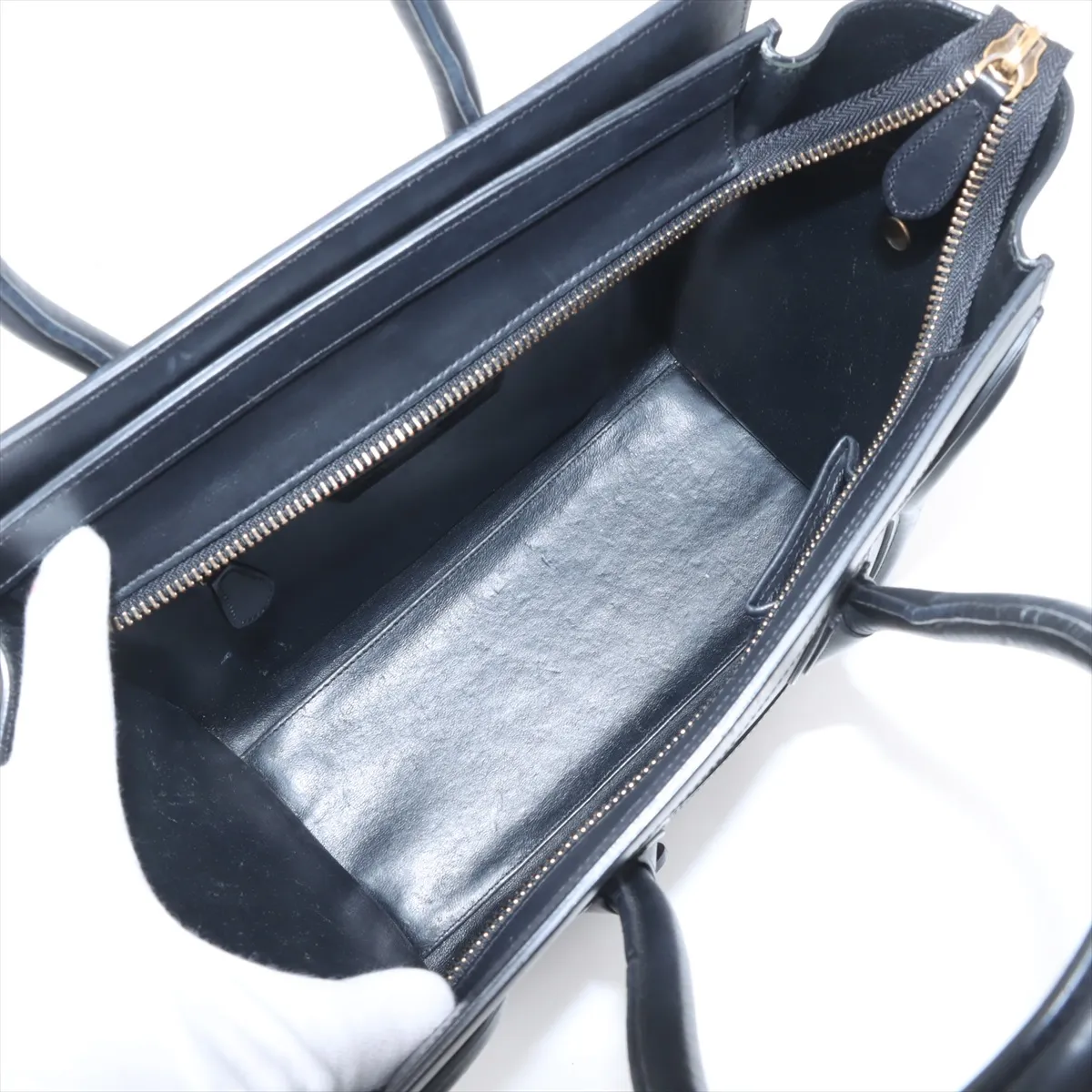 Luggage Micro Shopper Leather Handbag Black — view 7
