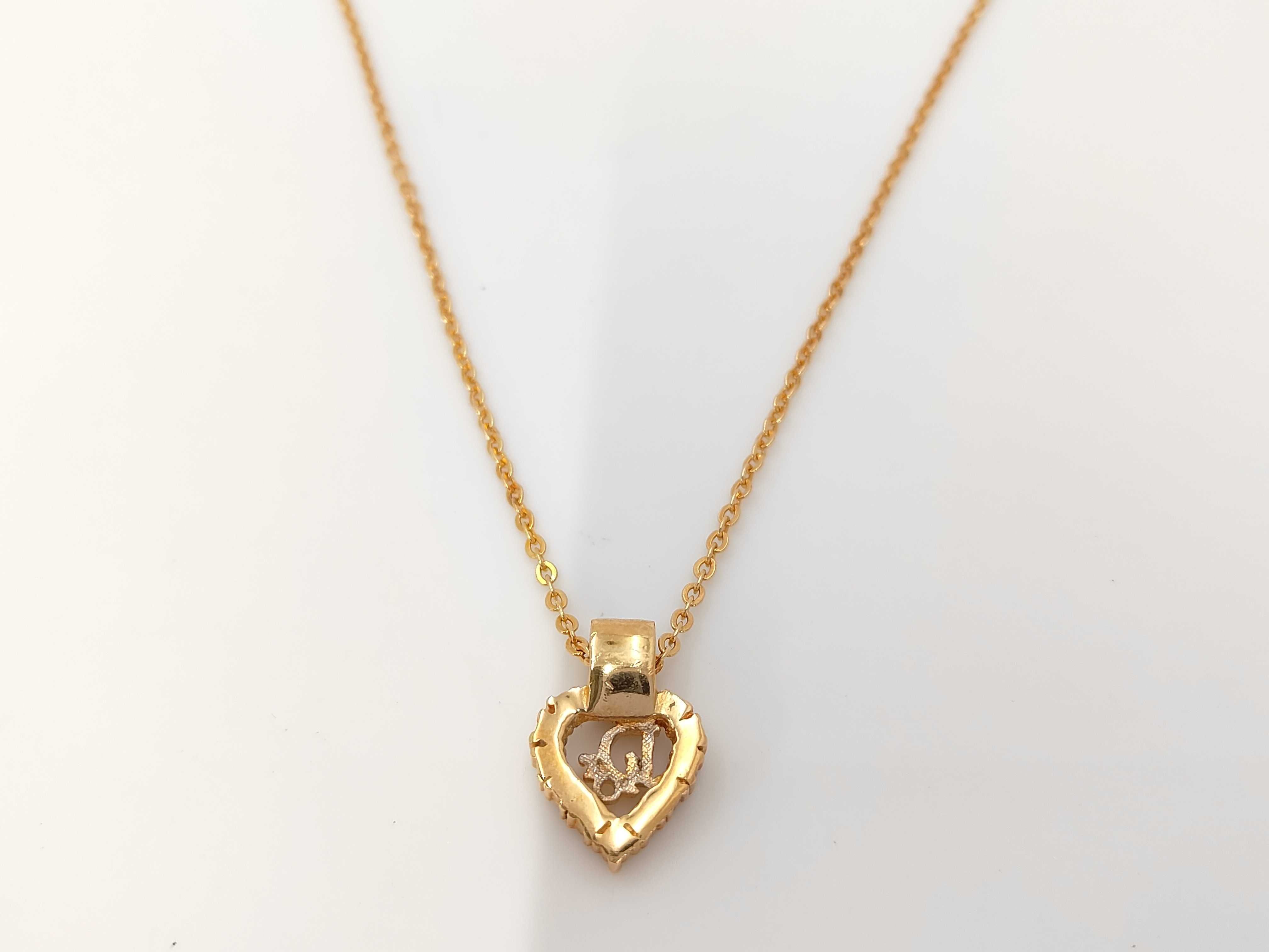 Logo Stone Heart Pink Gold Necklace — view 2