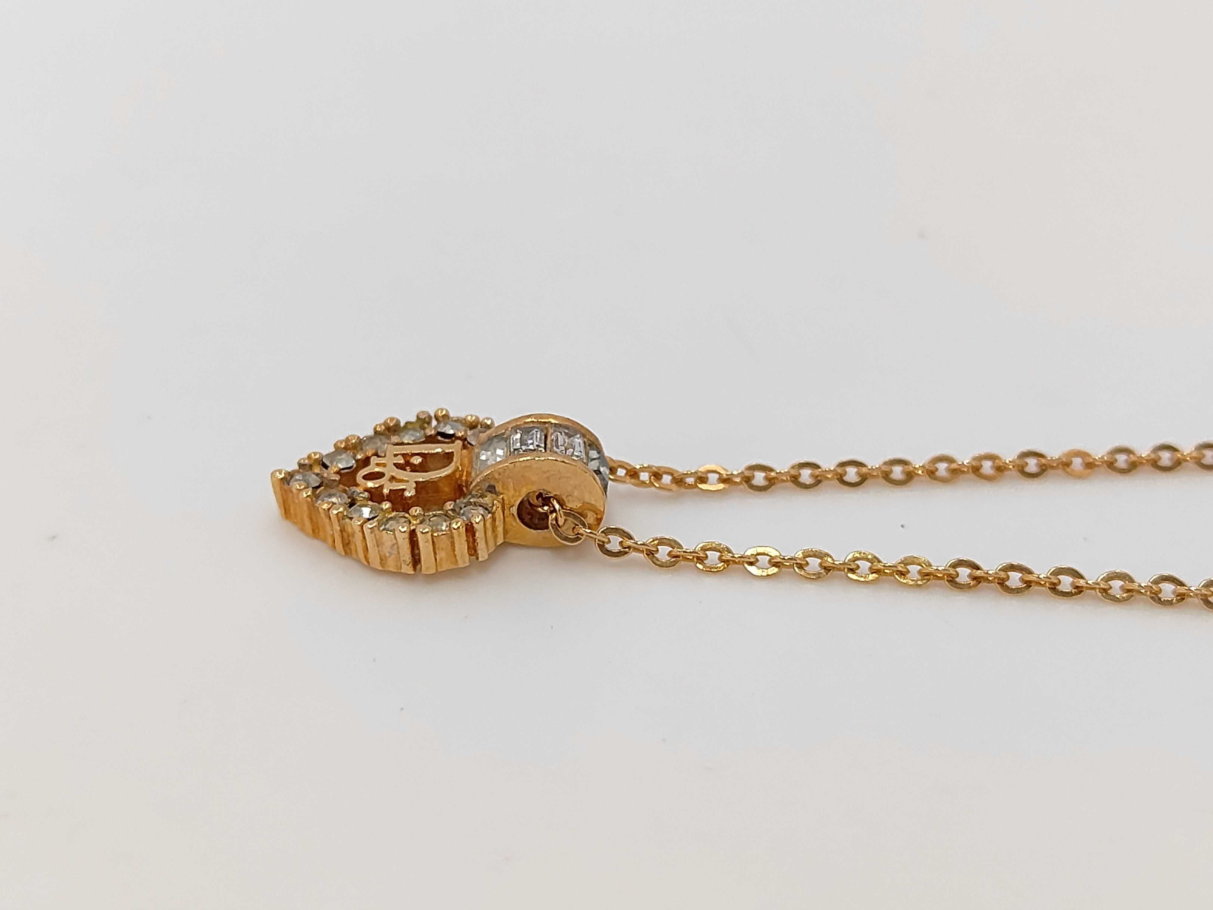 Logo Stone Heart Pink Gold Necklace — view 3