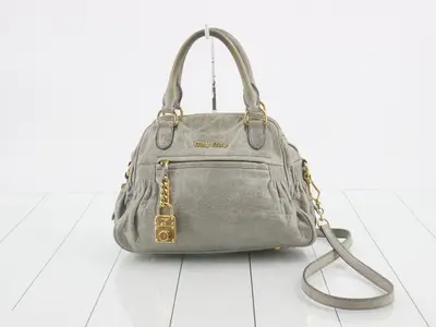 Other lines: Bags - 2-way bag with long strap, leather, gray
