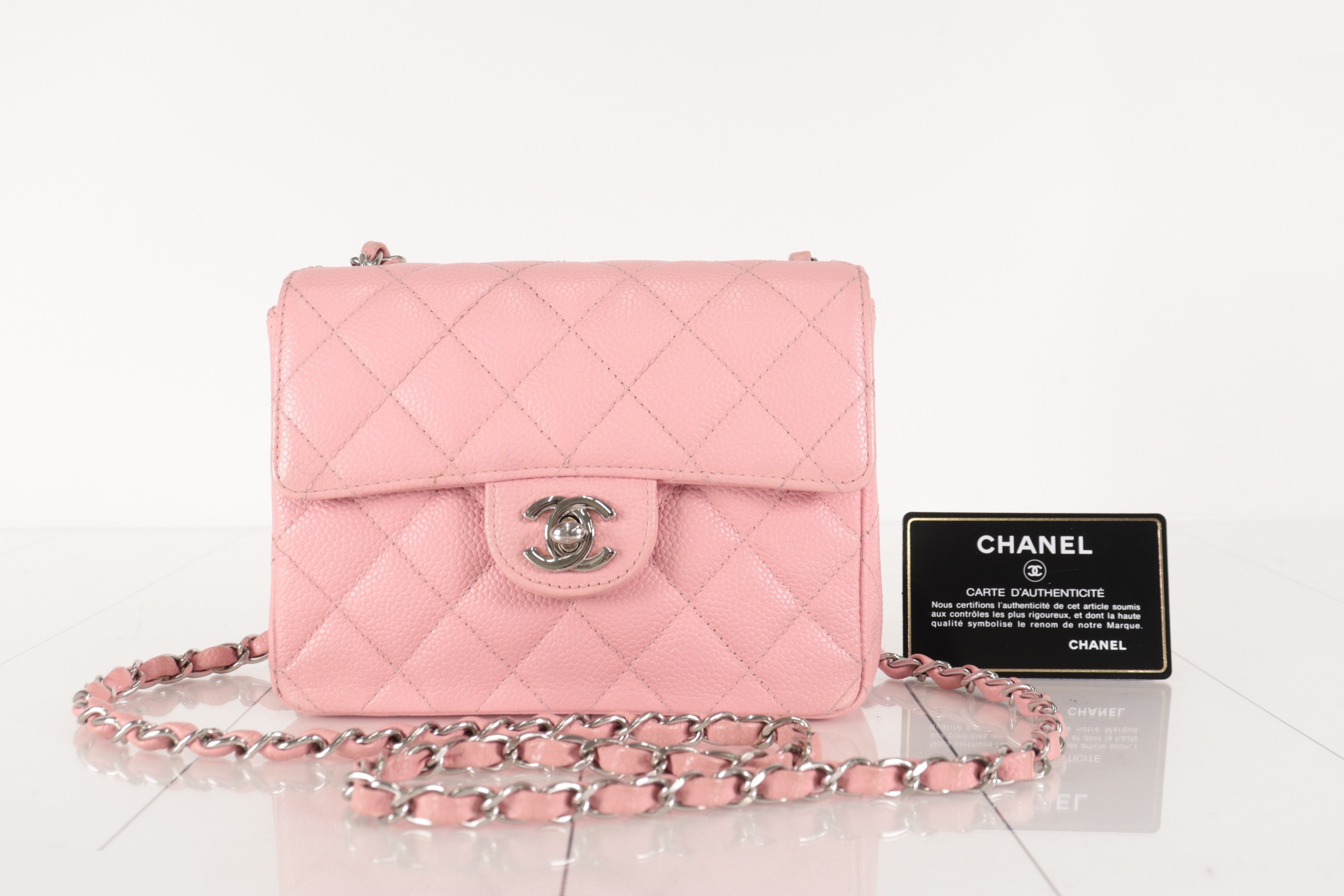 Minimato Caviar Chain Shoulder Bag, Pink, Series 8