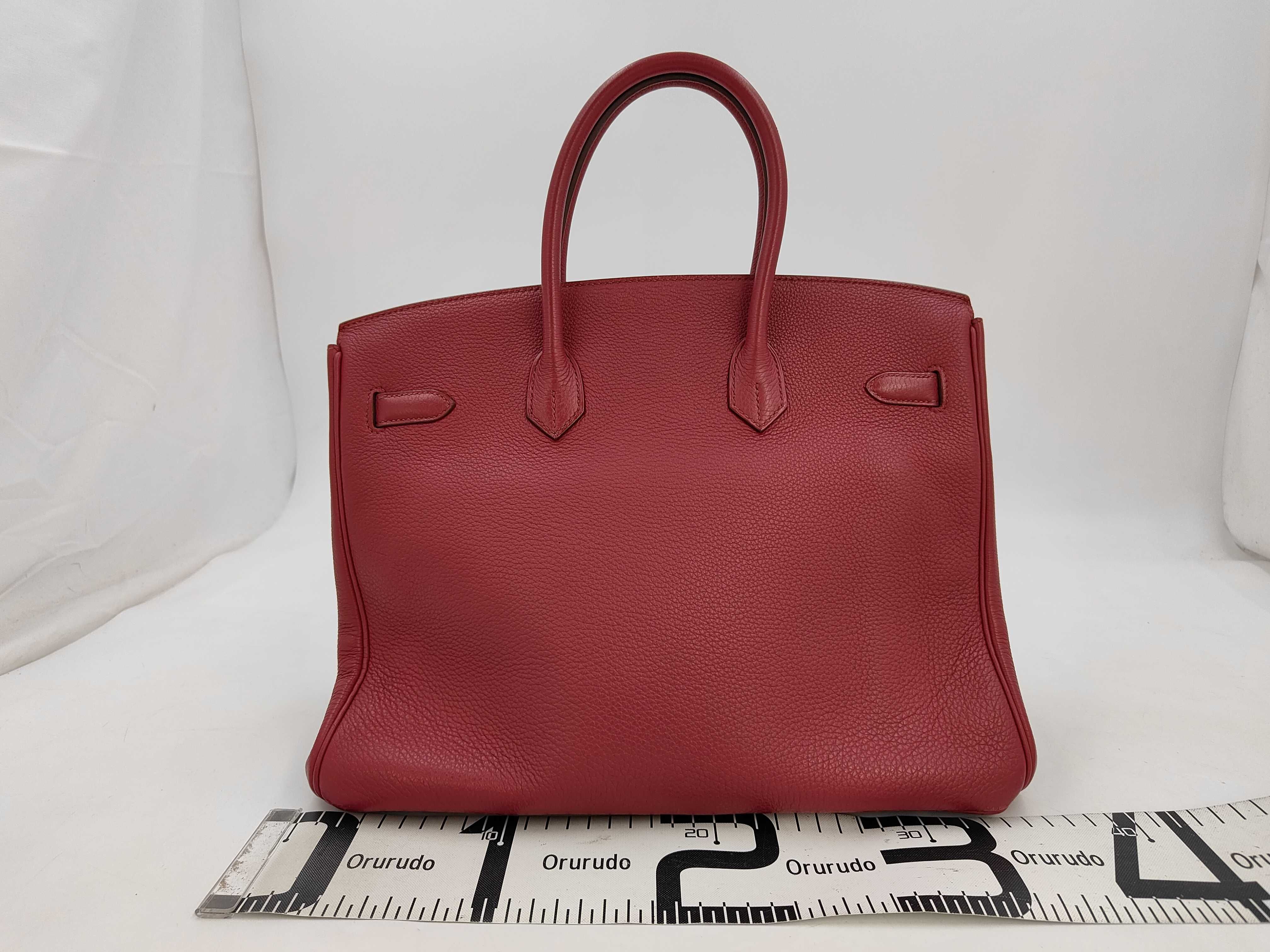 Birkin 35 Handbag, Taurillon Clemence Leather, Ruby, N, Silver Hardware, Handbag — view 2