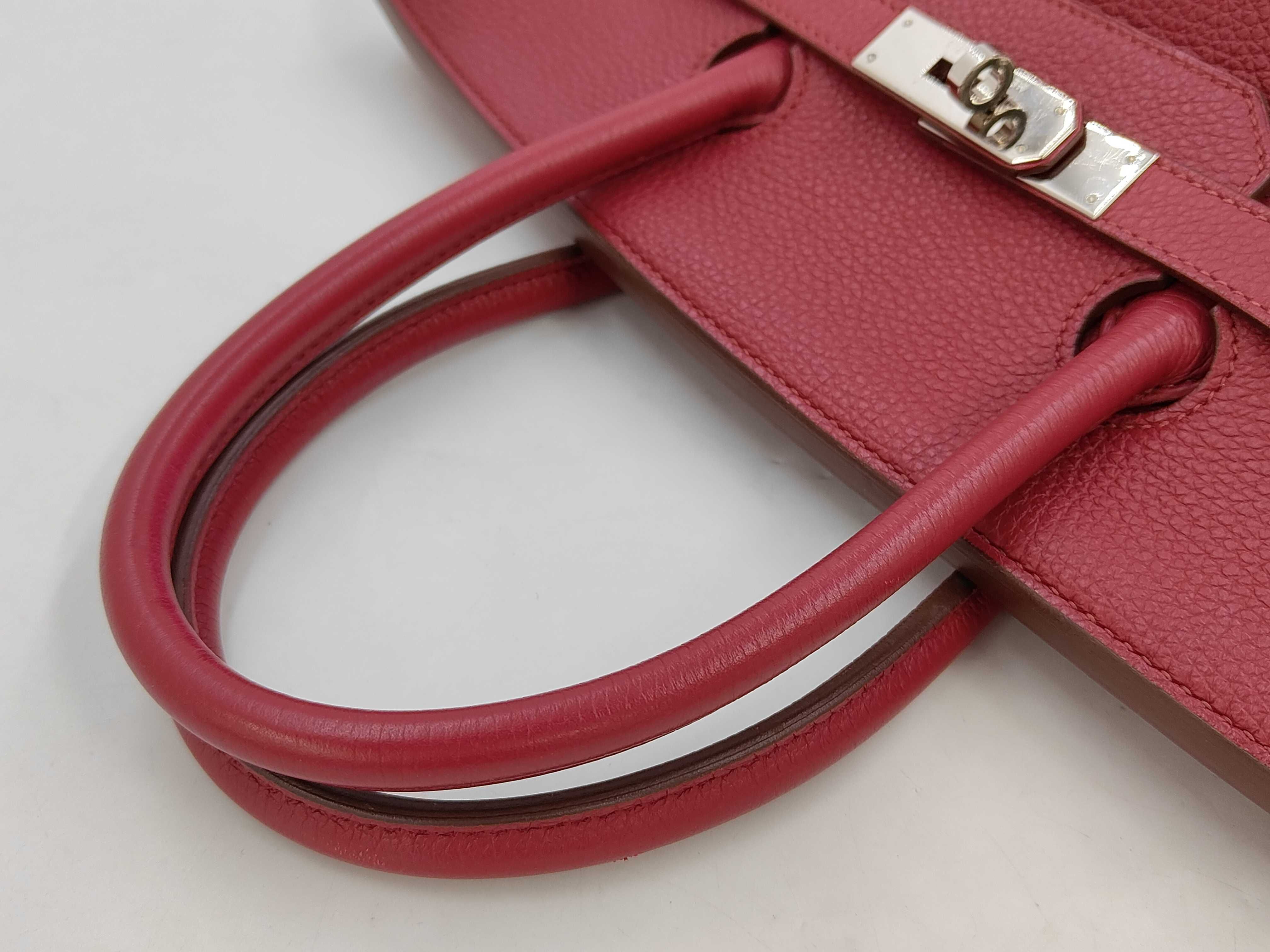 Birkin 35 Handbag, Taurillon Clemence Leather, Ruby, N, Silver Hardware, Handbag — view 3