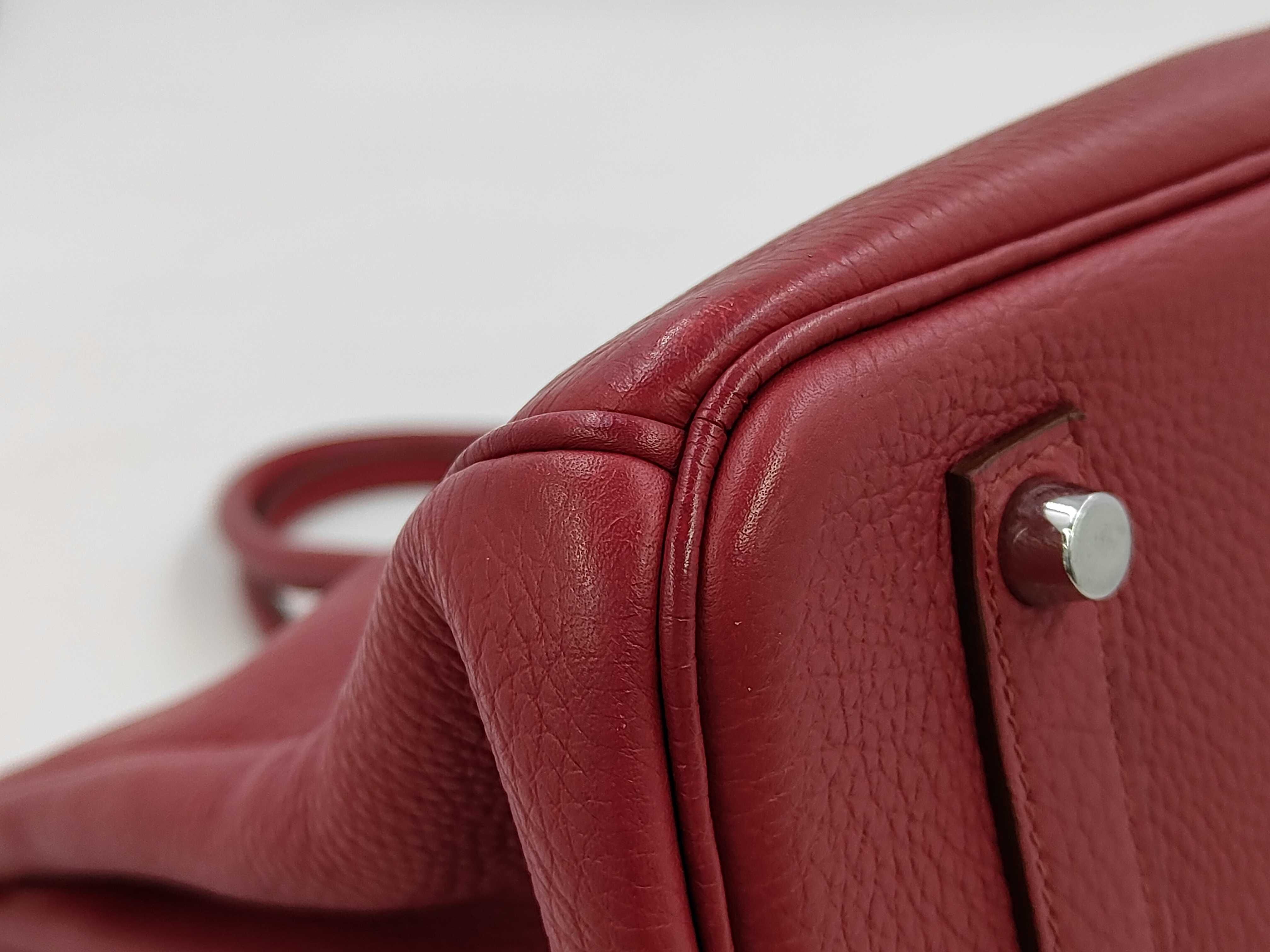 Birkin 35 Handbag, Taurillon Clemence Leather, Ruby, N, Silver Hardware, Handbag — view 6