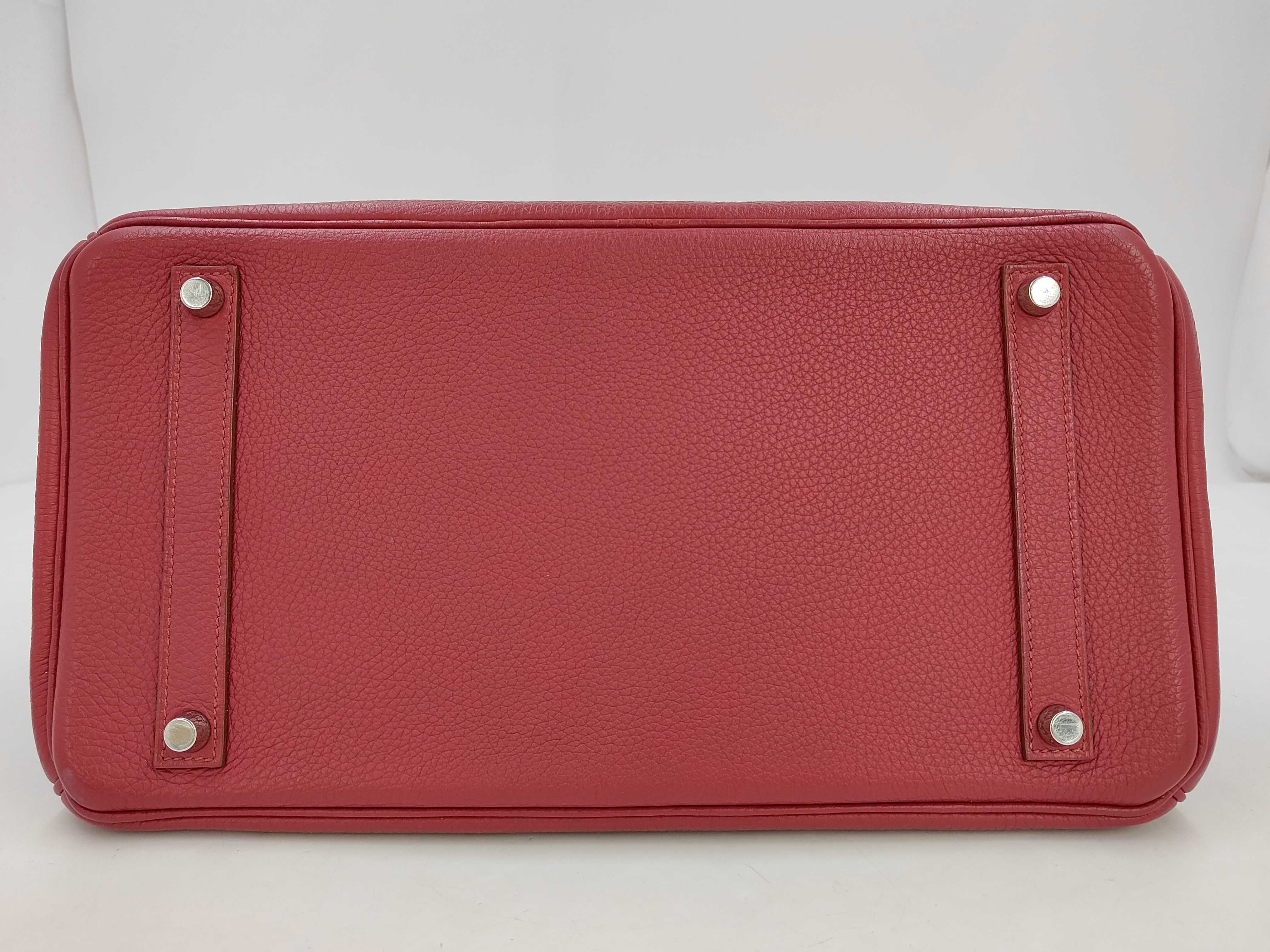 Birkin 35 Handbag, Taurillon Clemence Leather, Ruby, N, Silver Hardware, Handbag — view 7