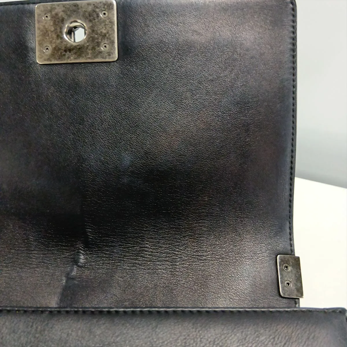 Boy Chanel 25 Lambskin Chain Shoulder Bag, Chevron Pattern, Gunmetal Hardware, 19926952, Serial Number 19-series, A67086 — view 11