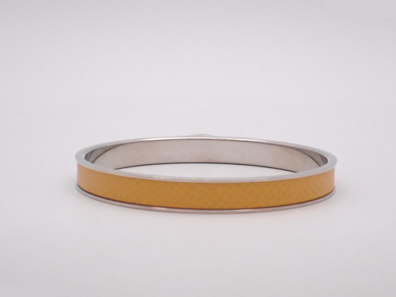 Kelly Bangle Bracelet, Silver, Leather, Wrist Circumference Approx. 19.5cm — view 2
