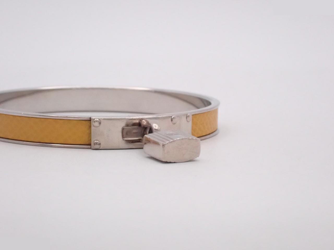 Kelly Bangle Bracelet, Silver, Leather, Wrist Circumference Approx. 19.5cm — view 3