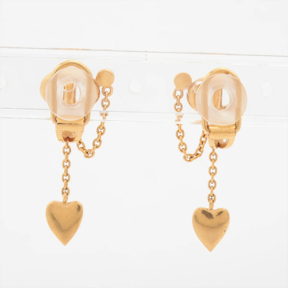 CD Navy Earrings (for both ears) GP x Rhinestone Gold — view 3