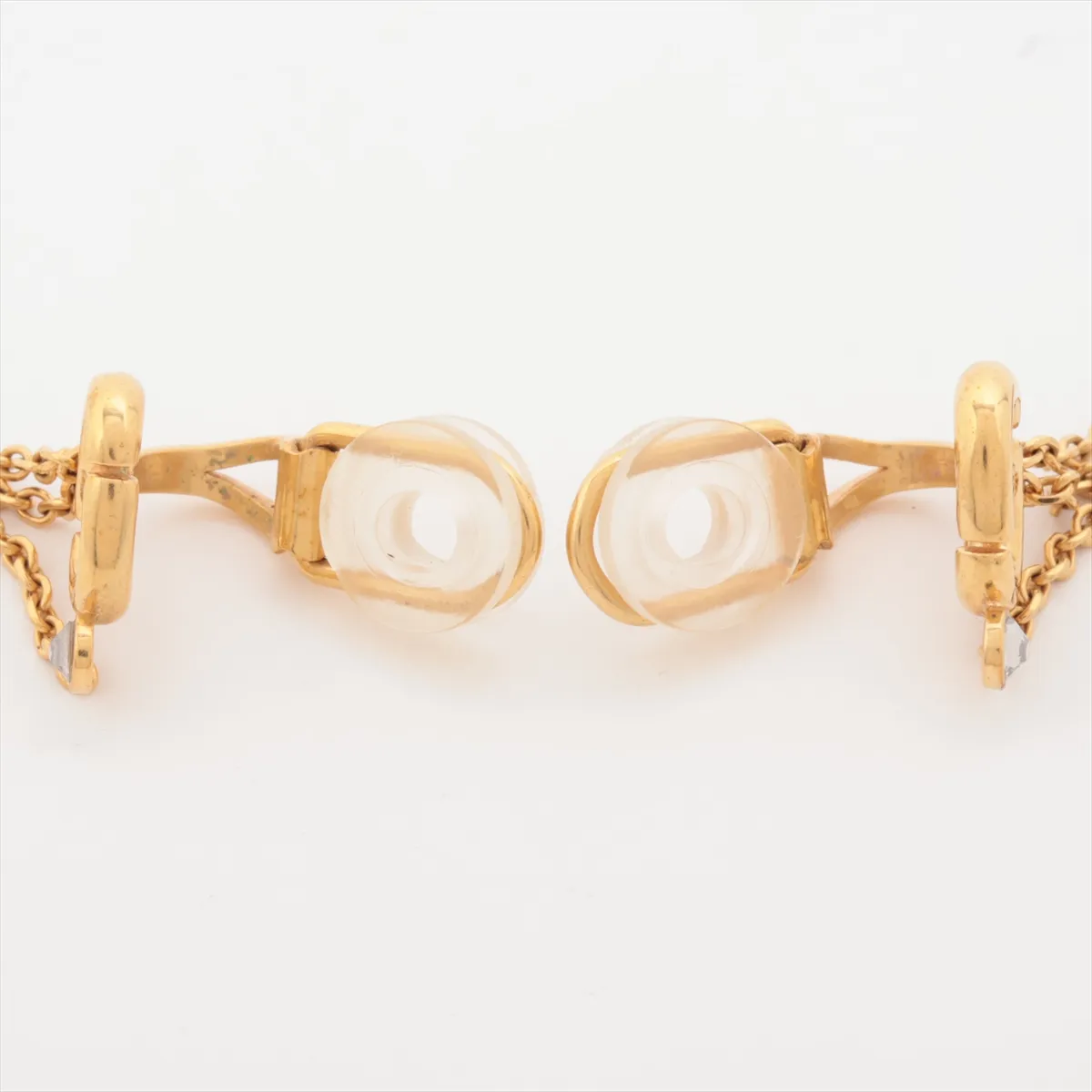 CD Navy Earrings (for both ears) GP x Rhinestone Gold — view 4