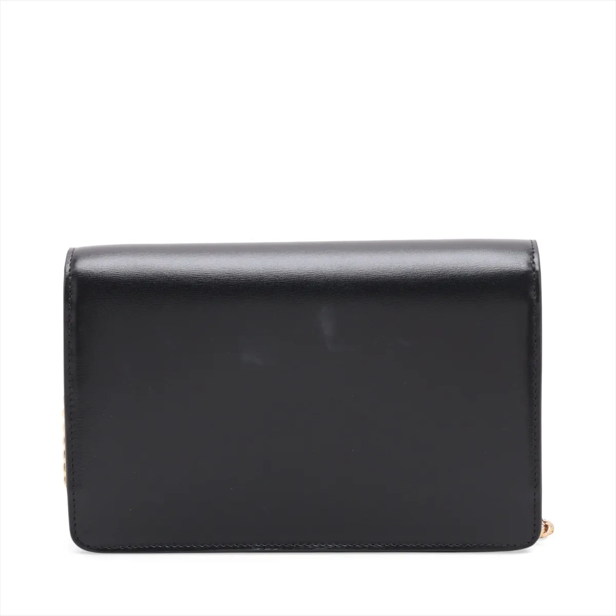 Triomphe Margot Leather Chain Shoulder Bag, Black — view 2