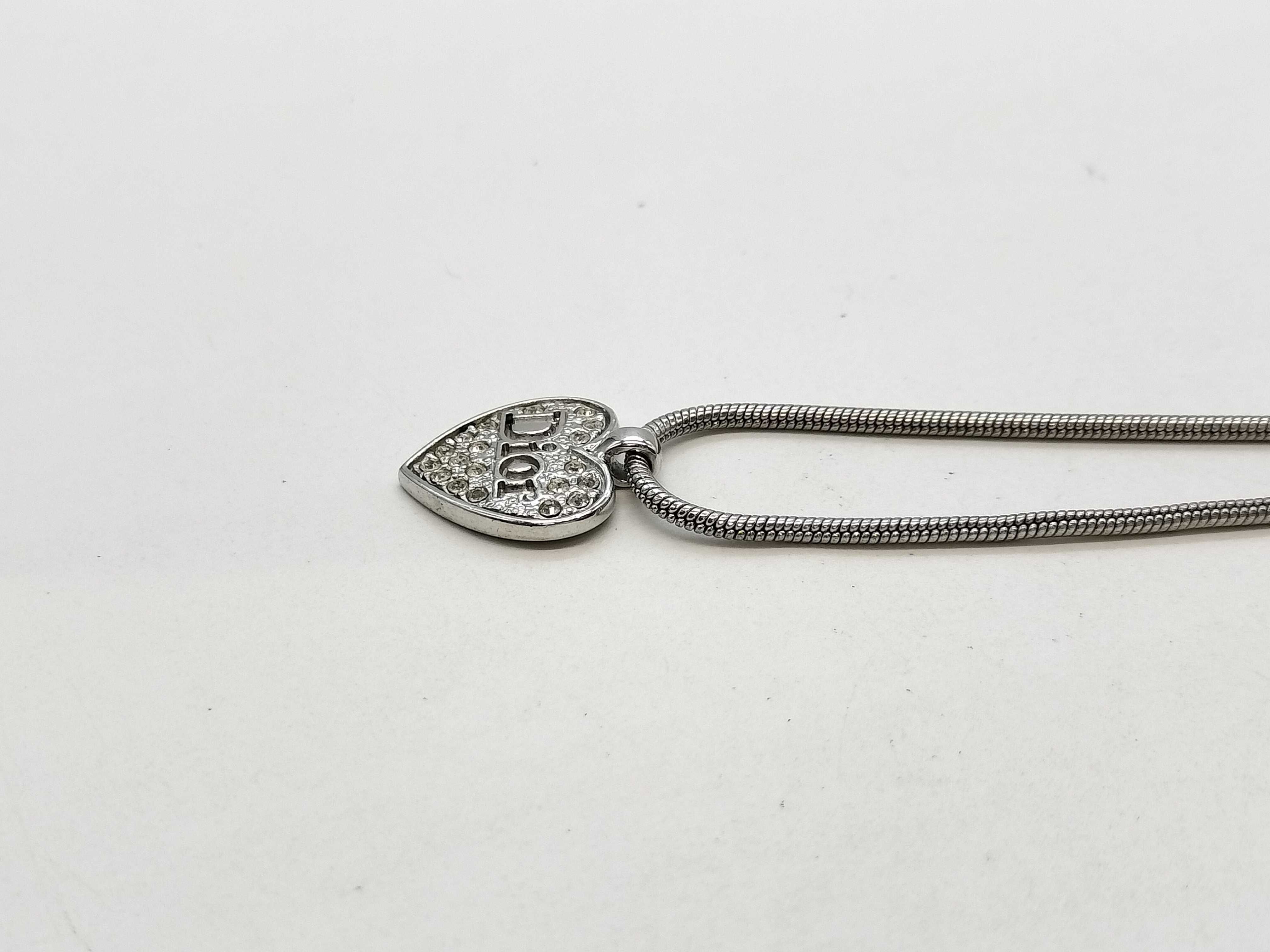 Rhinestone Heart Silver Necklace — view 3