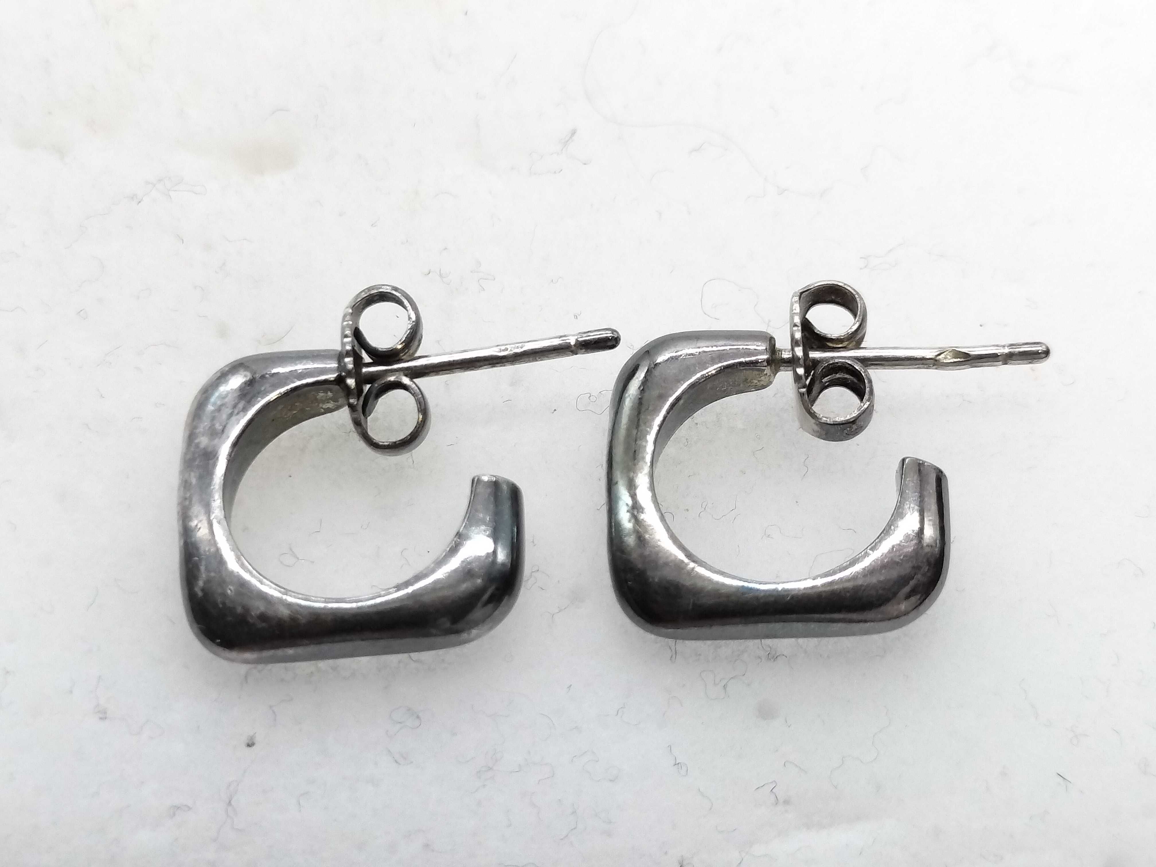Square Hoop Logo Earrings, Ag925/SV925 Earrings — view 2