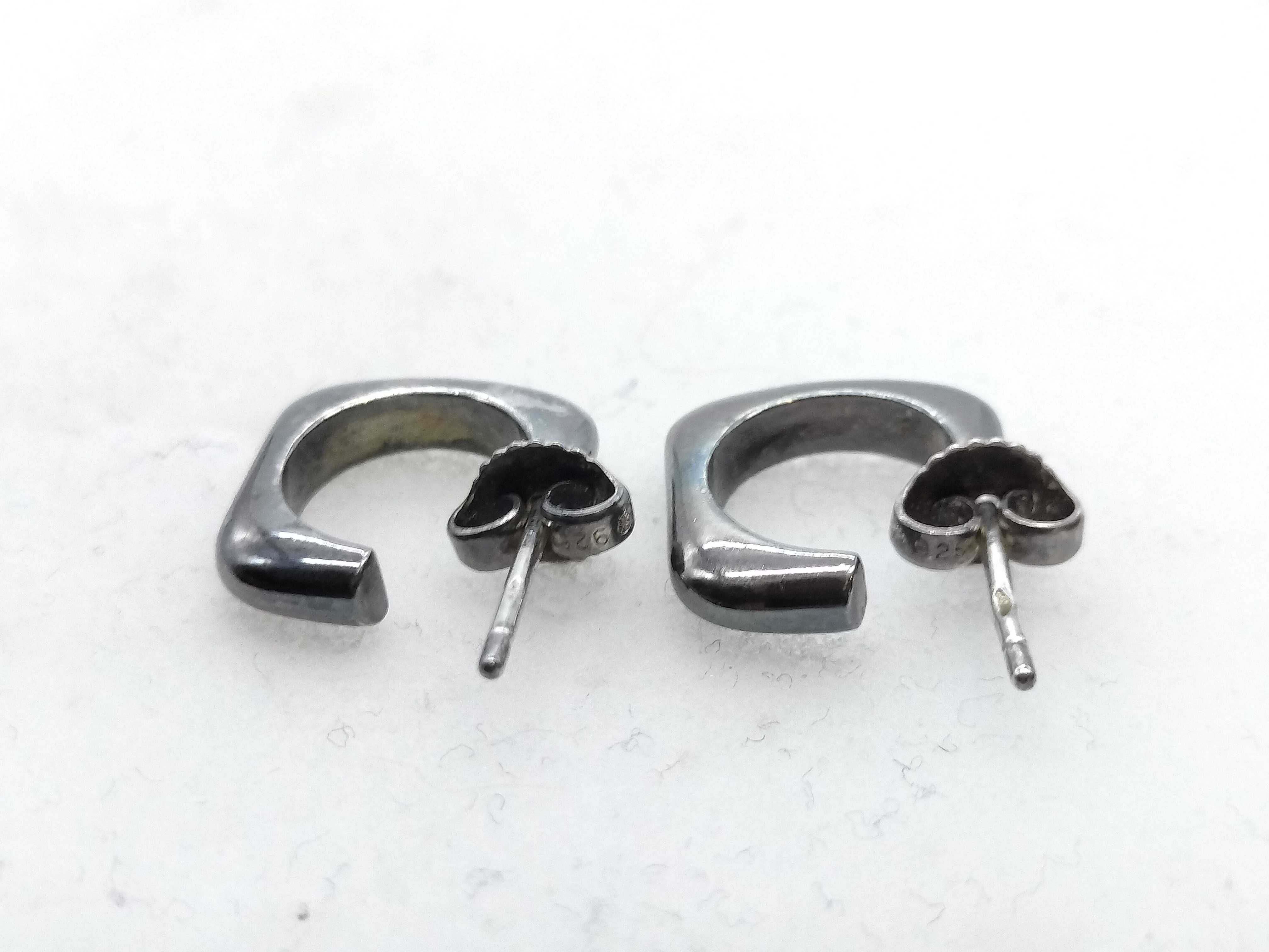 Square Hoop Logo Earrings, Ag925/SV925 Earrings — view 3