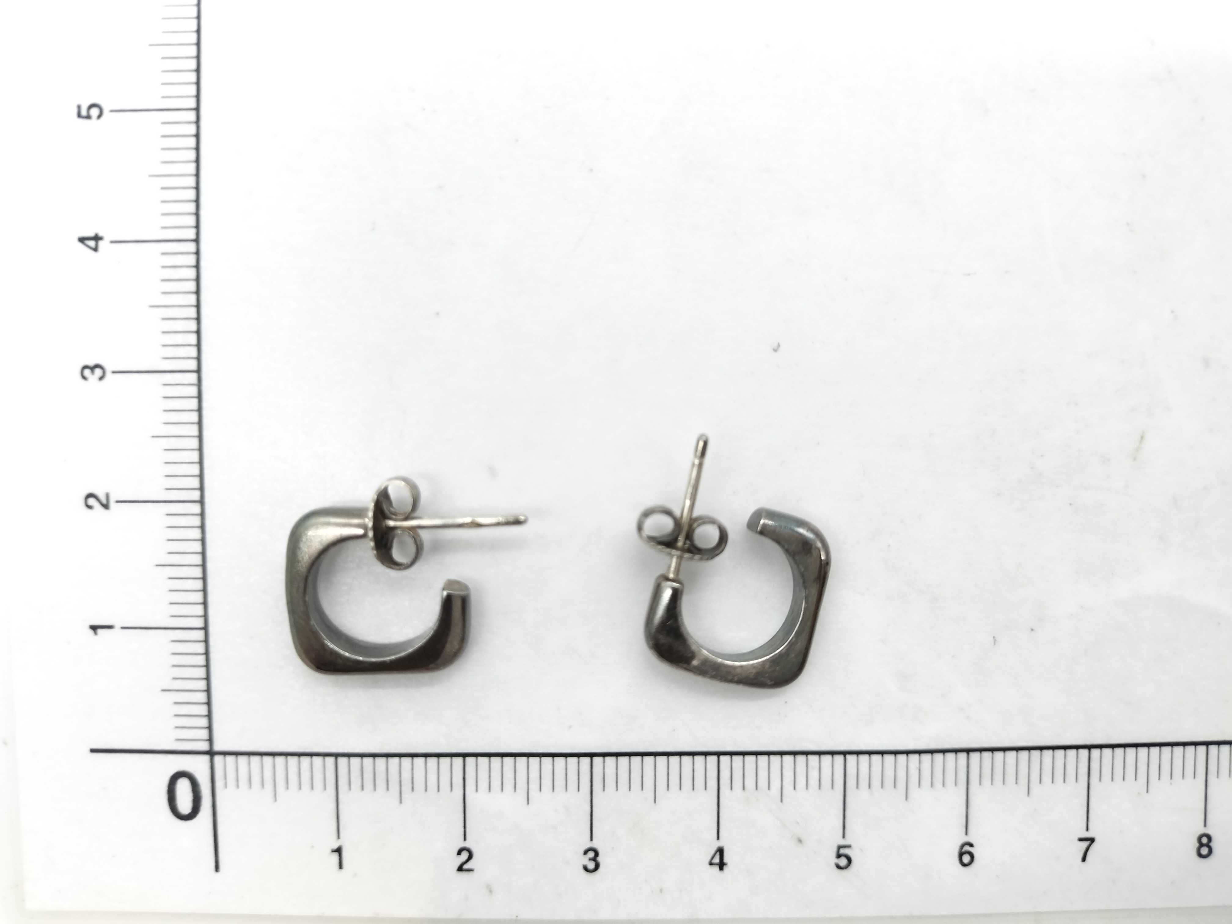 Square Hoop Logo Earrings, Ag925/SV925 Earrings — view 8