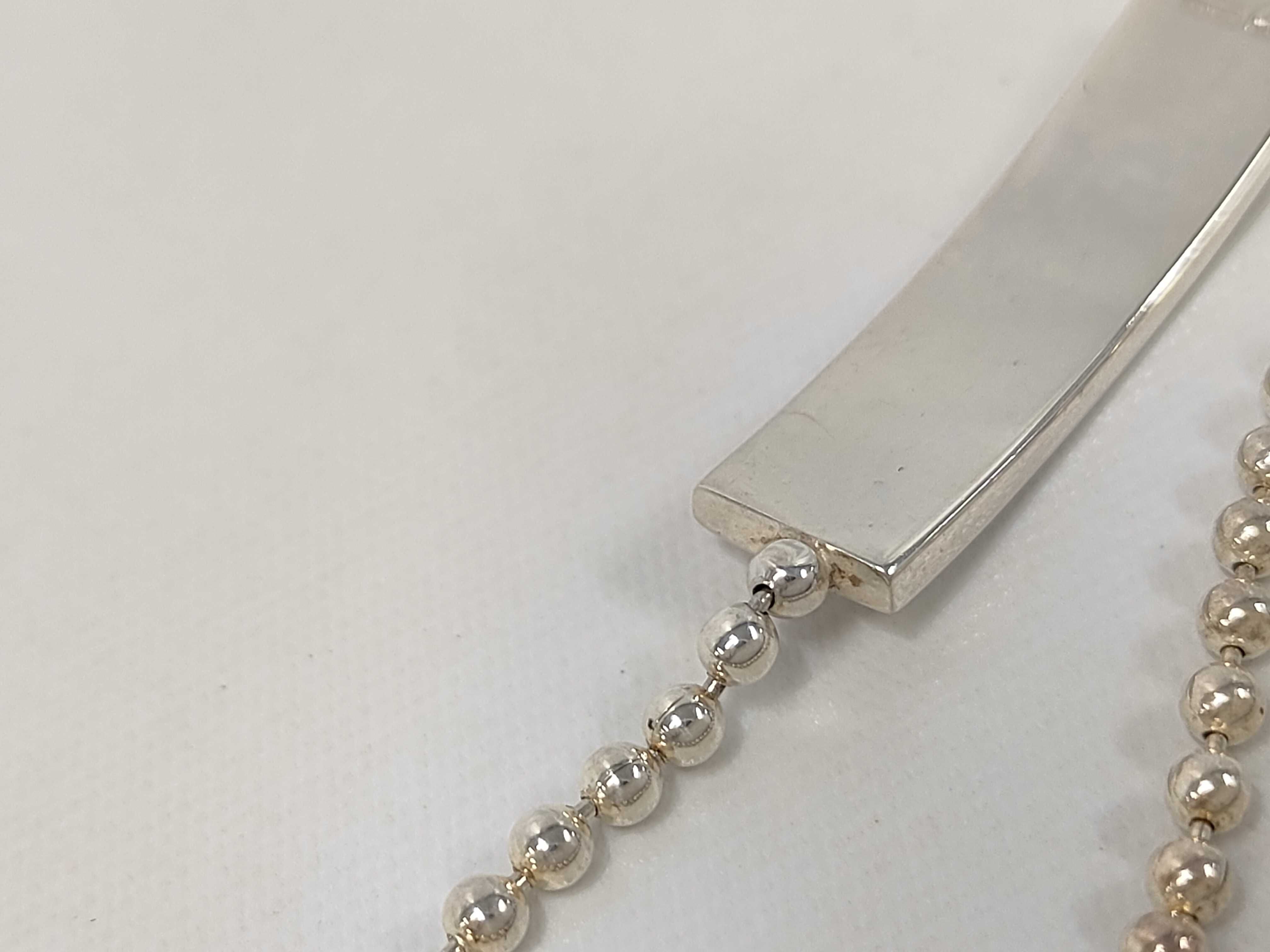 logo plate ball chain sterling silver (925) bracelet choker necklace — view 8