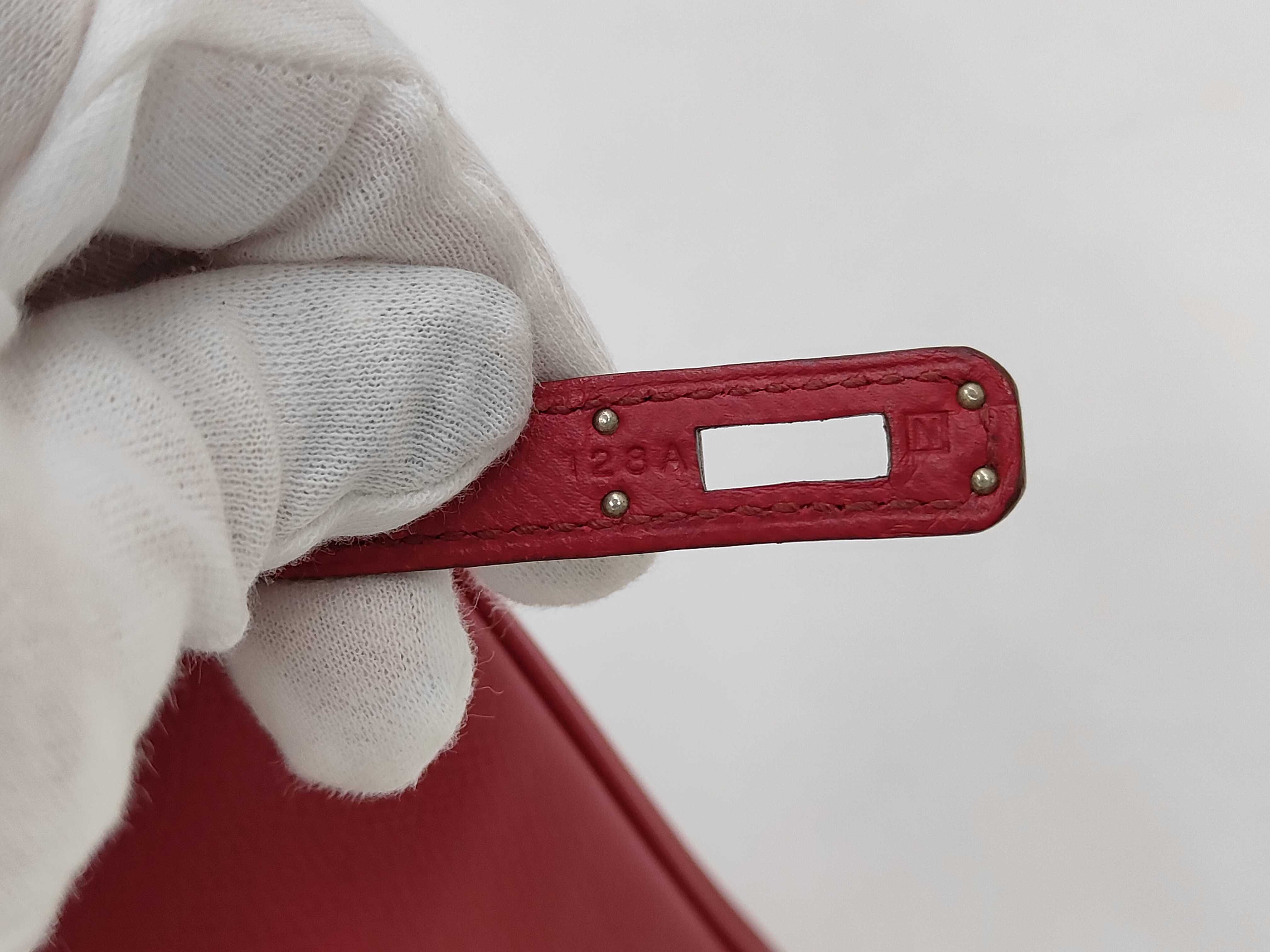 Birkin 25 Epsom Leather Rouge Vif Silver Hardware N Stamp Handbag — view 11