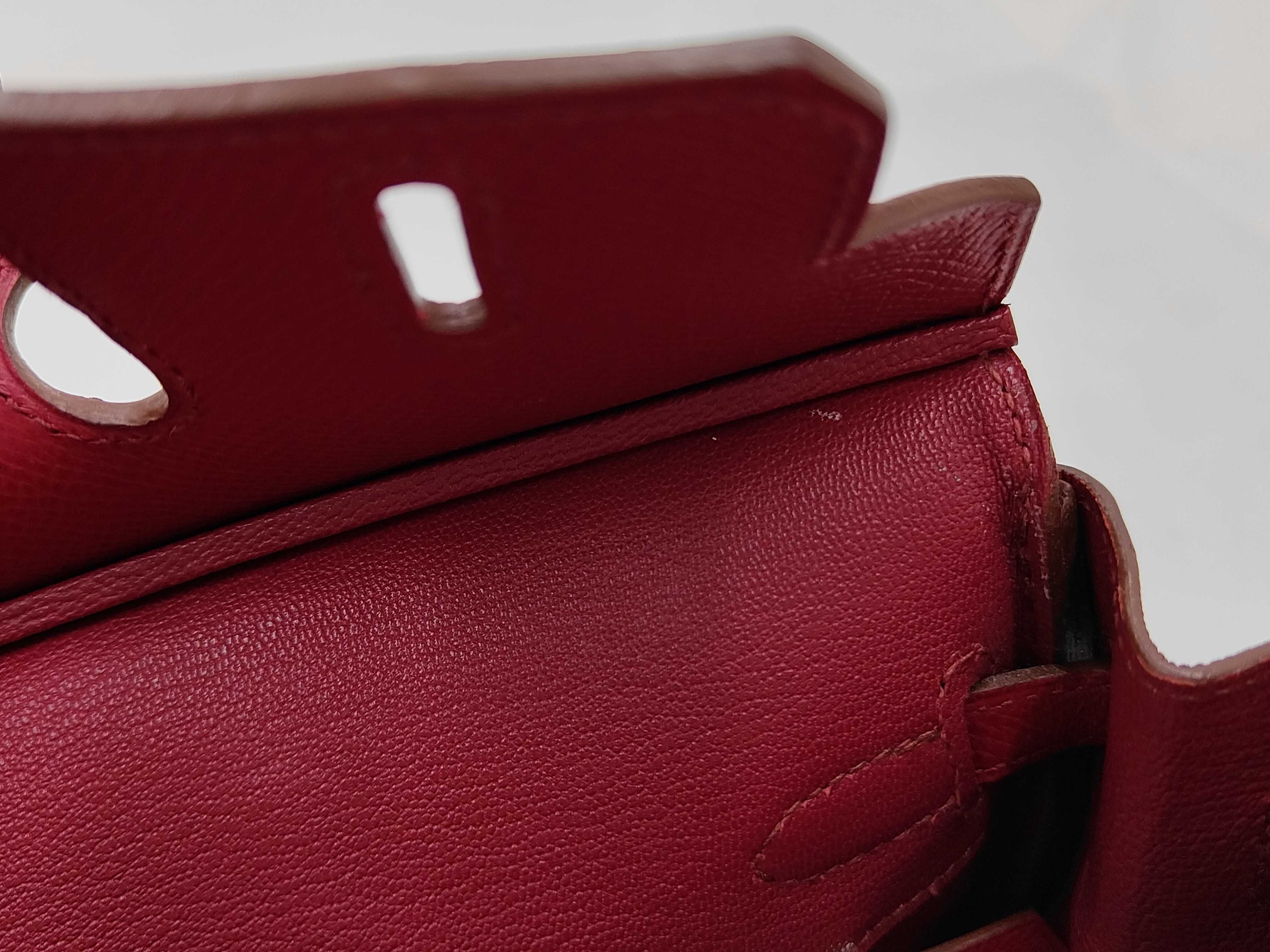 Birkin 25 Epsom Leather Rouge Vif Silver Hardware N Stamp Handbag — view 12