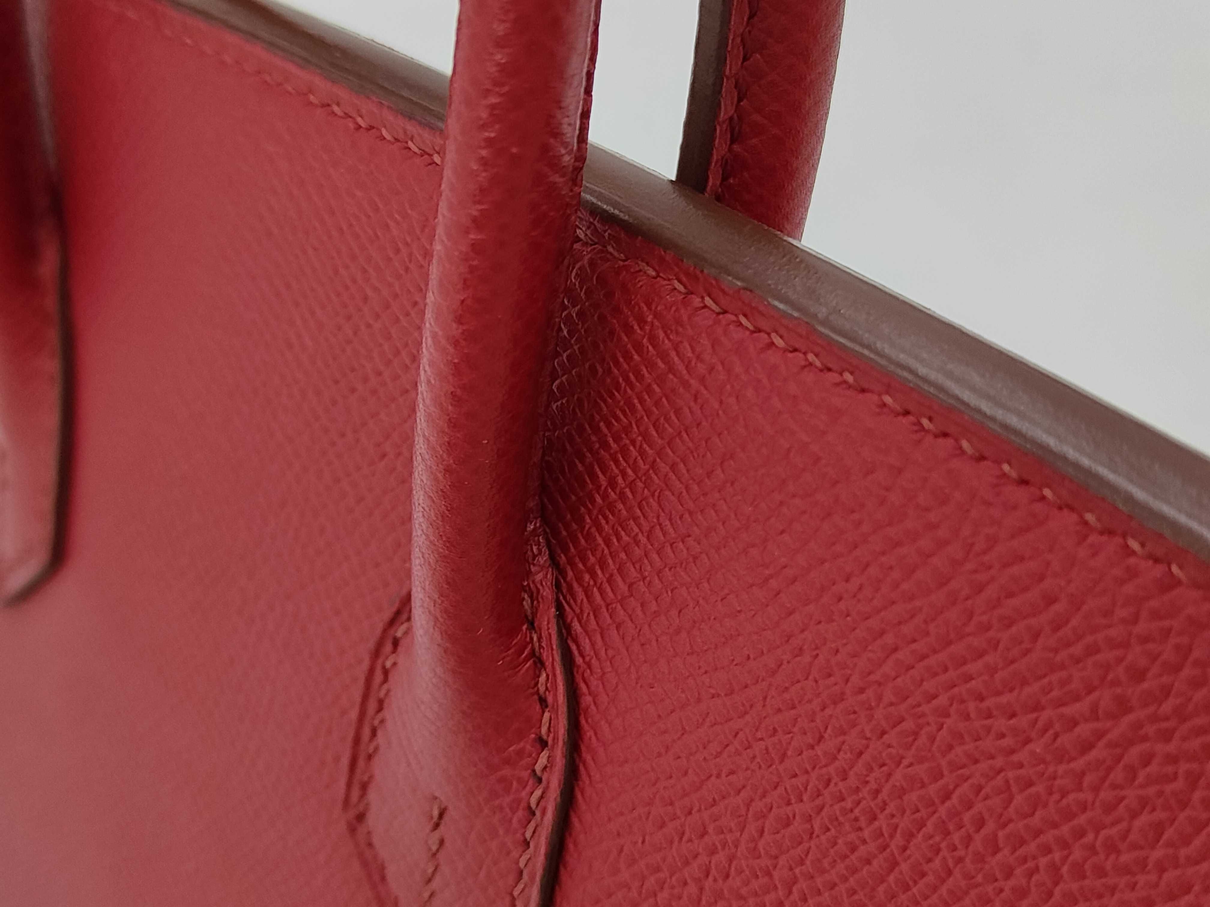 Birkin 25 Epsom Leather Rouge Vif Silver Hardware N Stamp Handbag — view 3
