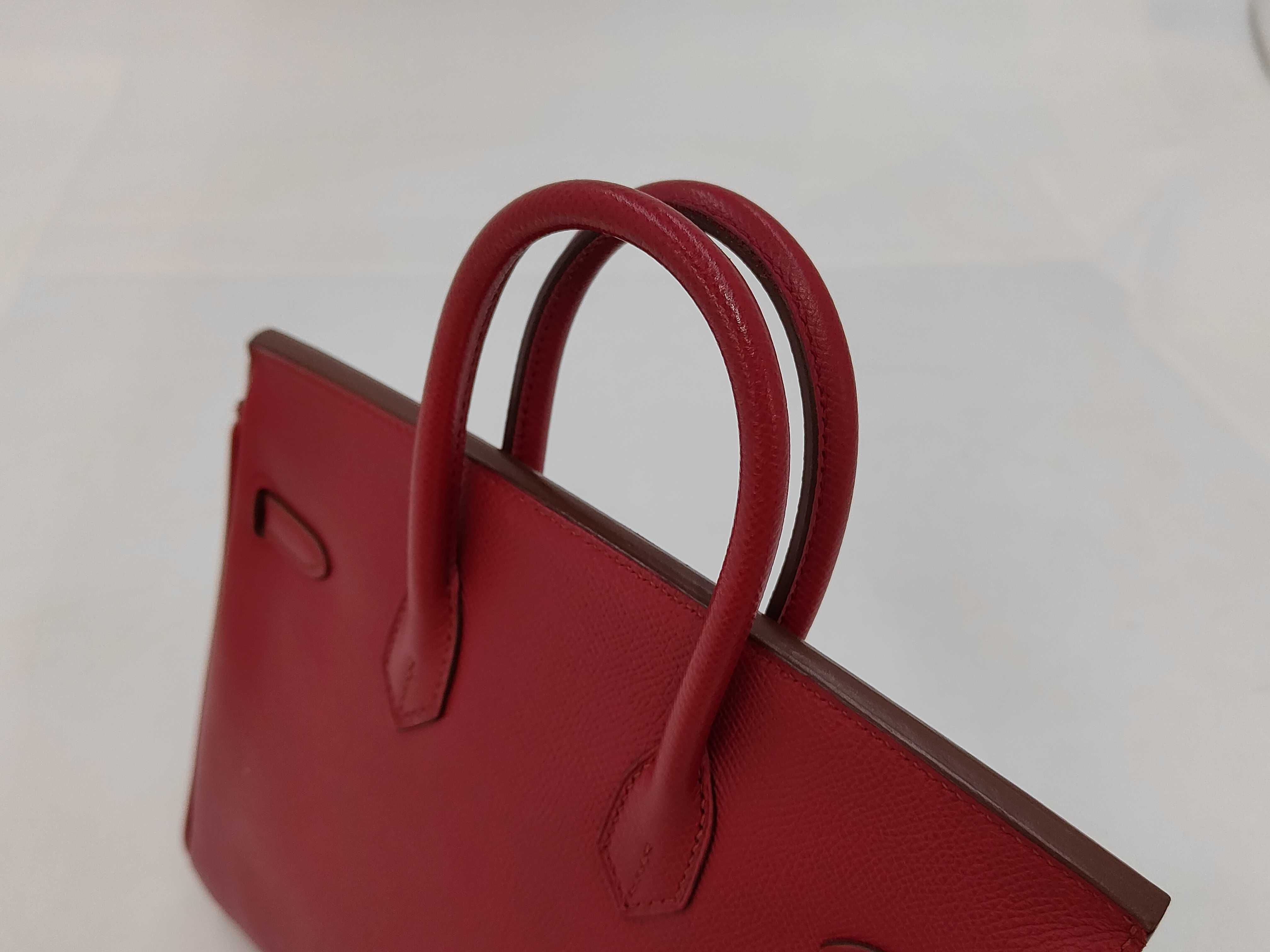 Birkin 25 Epsom Leather Rouge Vif Silver Hardware N Stamp Handbag — view 4
