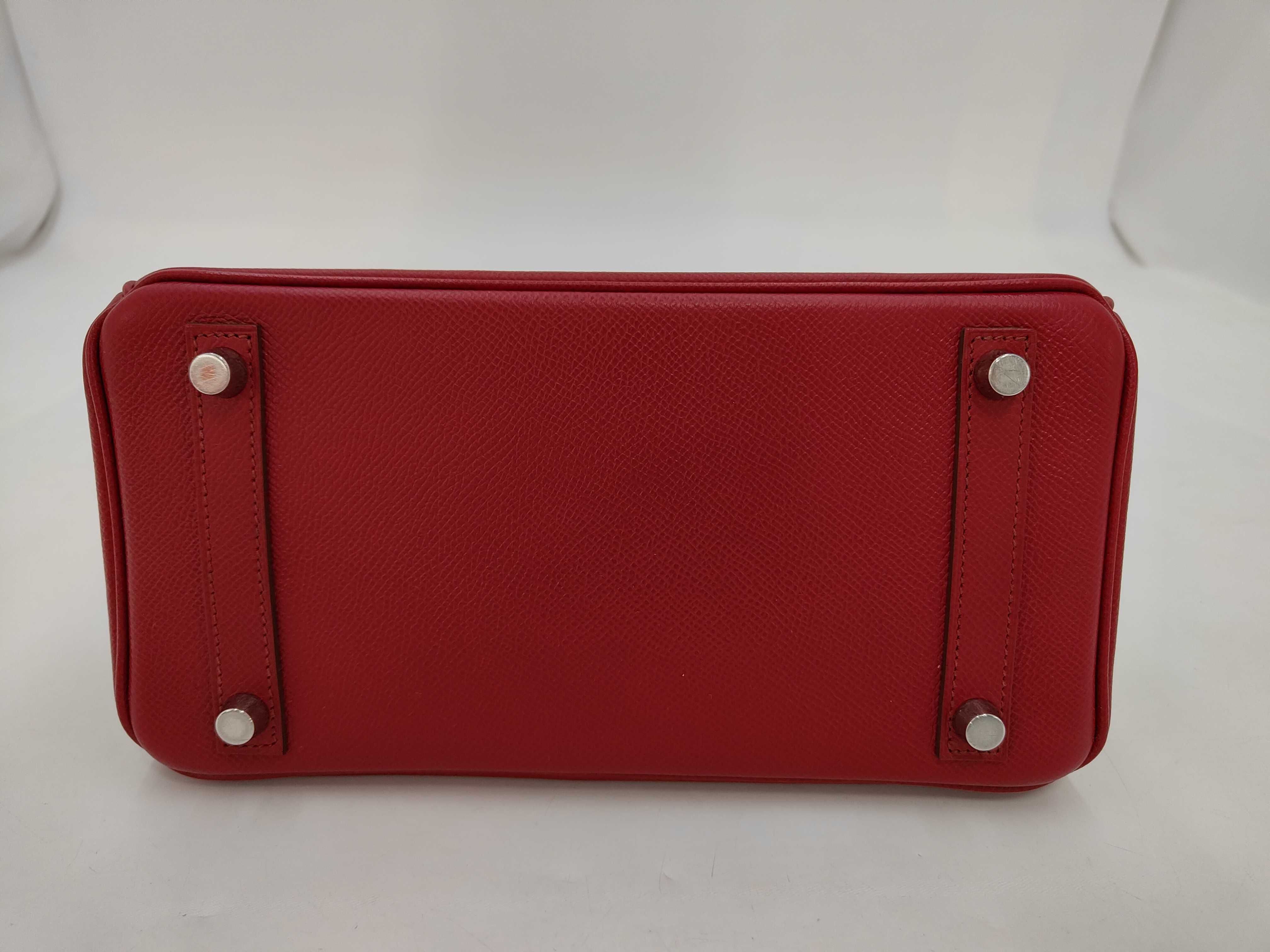 Birkin 25 Epsom Leather Rouge Vif Silver Hardware N Stamp Handbag — view 6