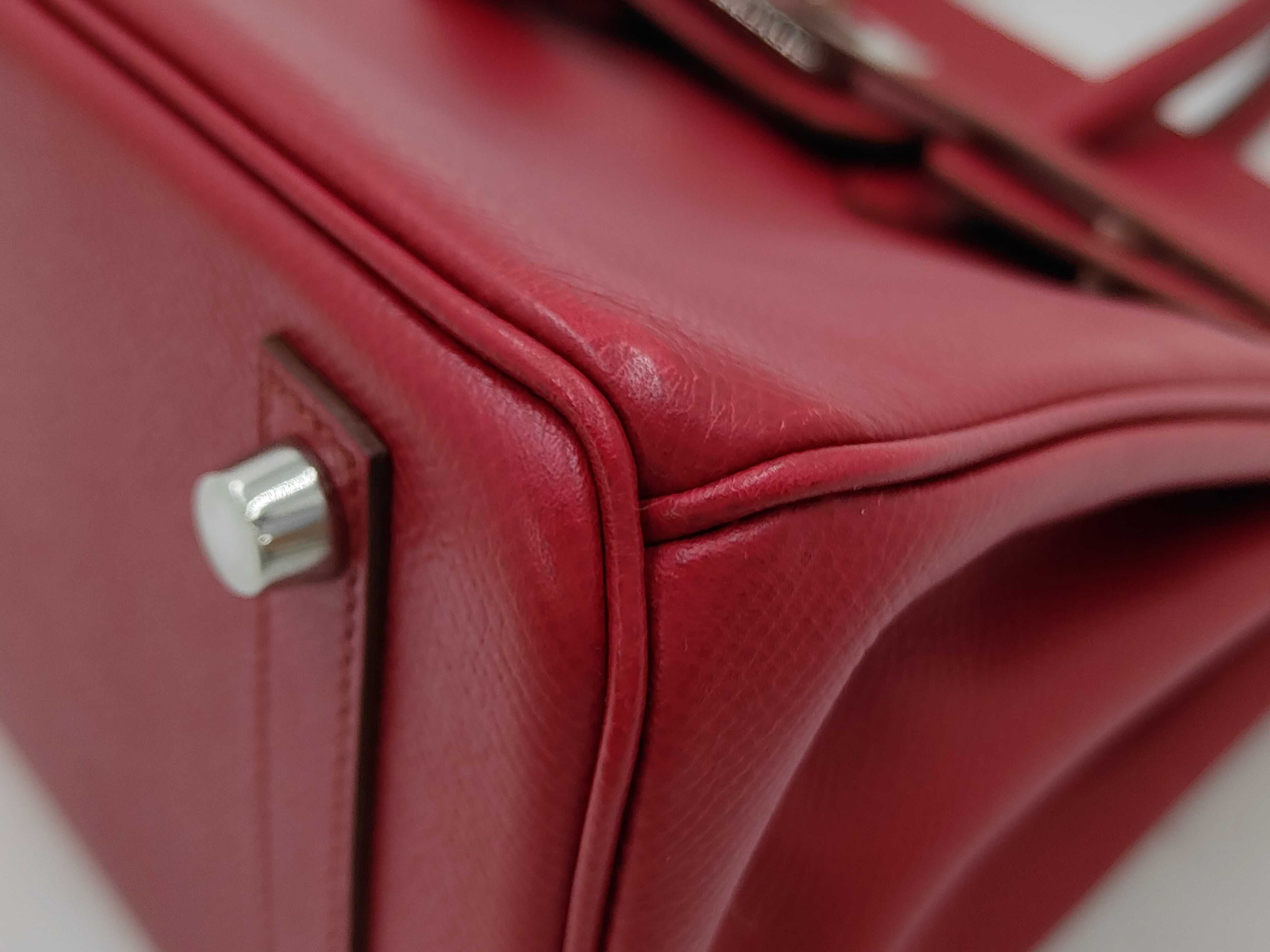 Birkin 25 Epsom Leather Rouge Vif Silver Hardware N Stamp Handbag — view 7